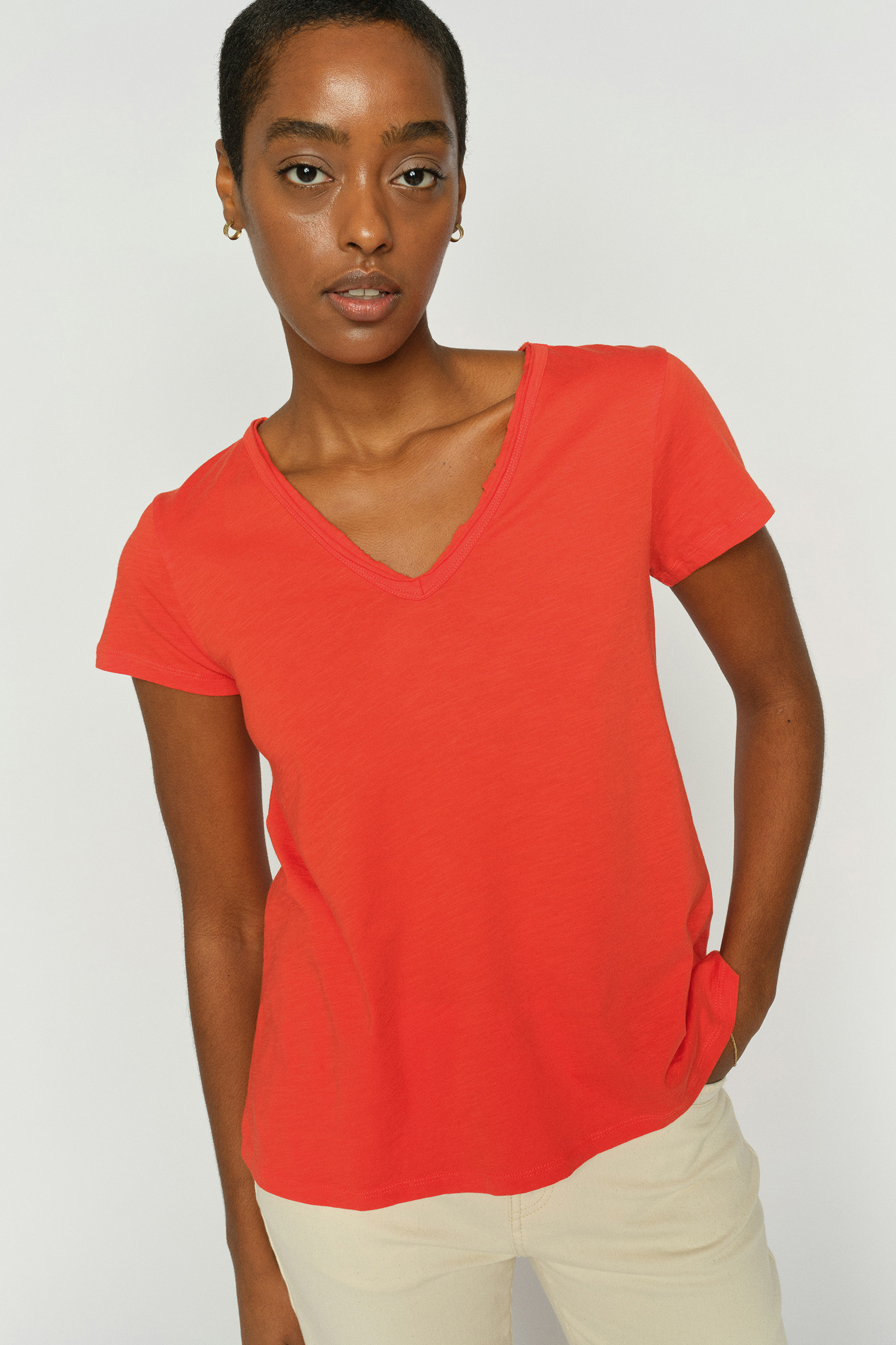 Dames t-shirt korte mouw oranje