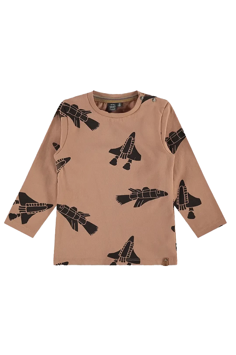 Jongens t-shirt lange mouw bruin
