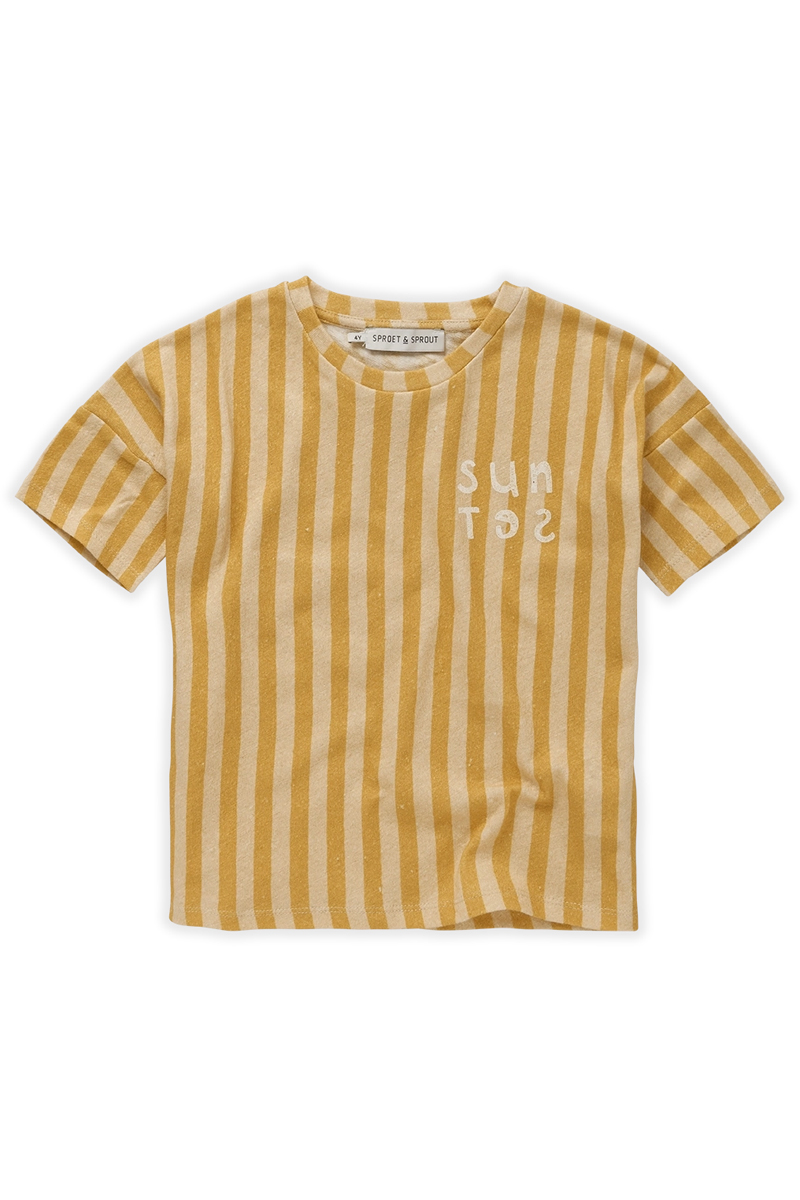 Sproet & Sprout T-shirt linen stripe Sunset Geel-1 1