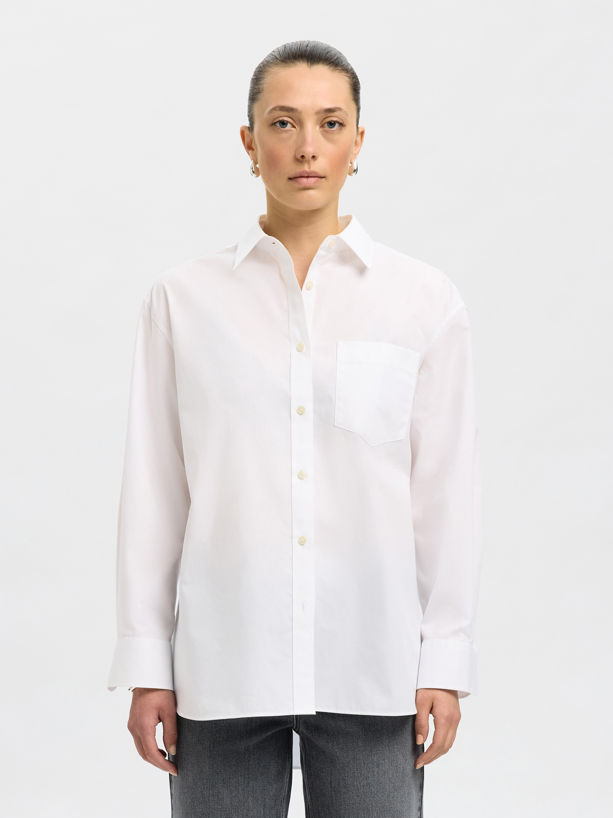 Dames blouse lange mouw wit