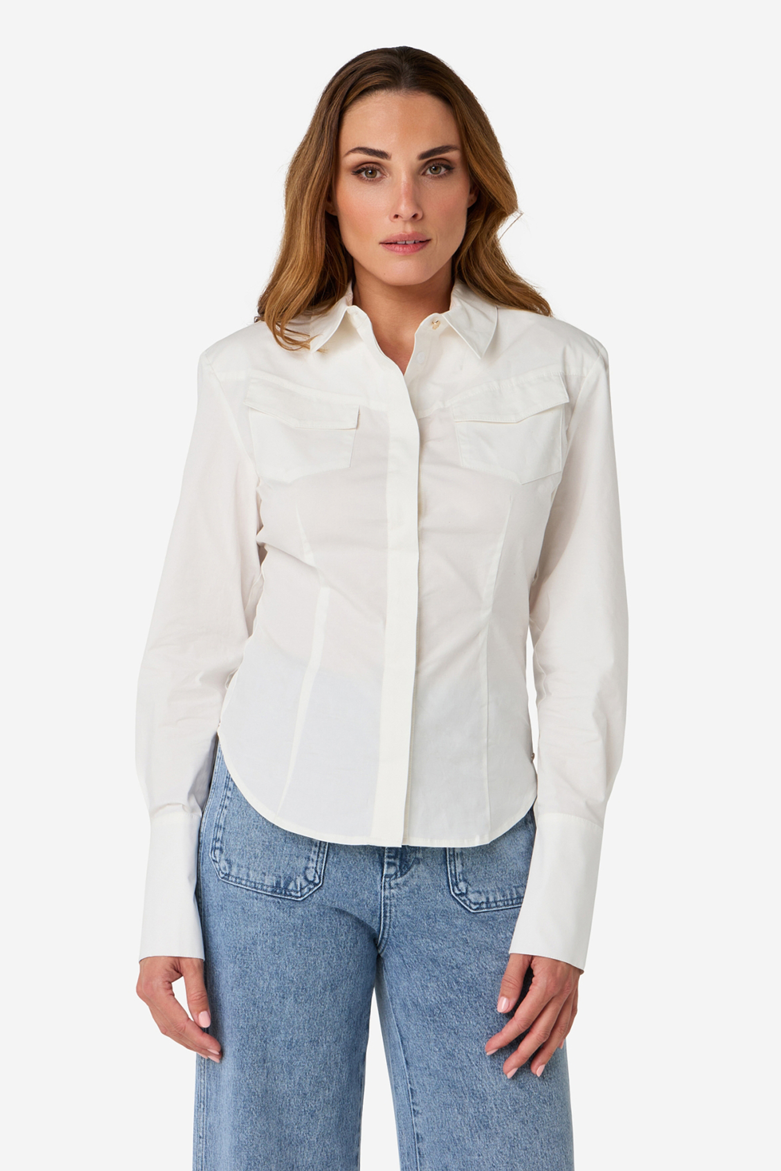 Dames blouse lange mouw wit