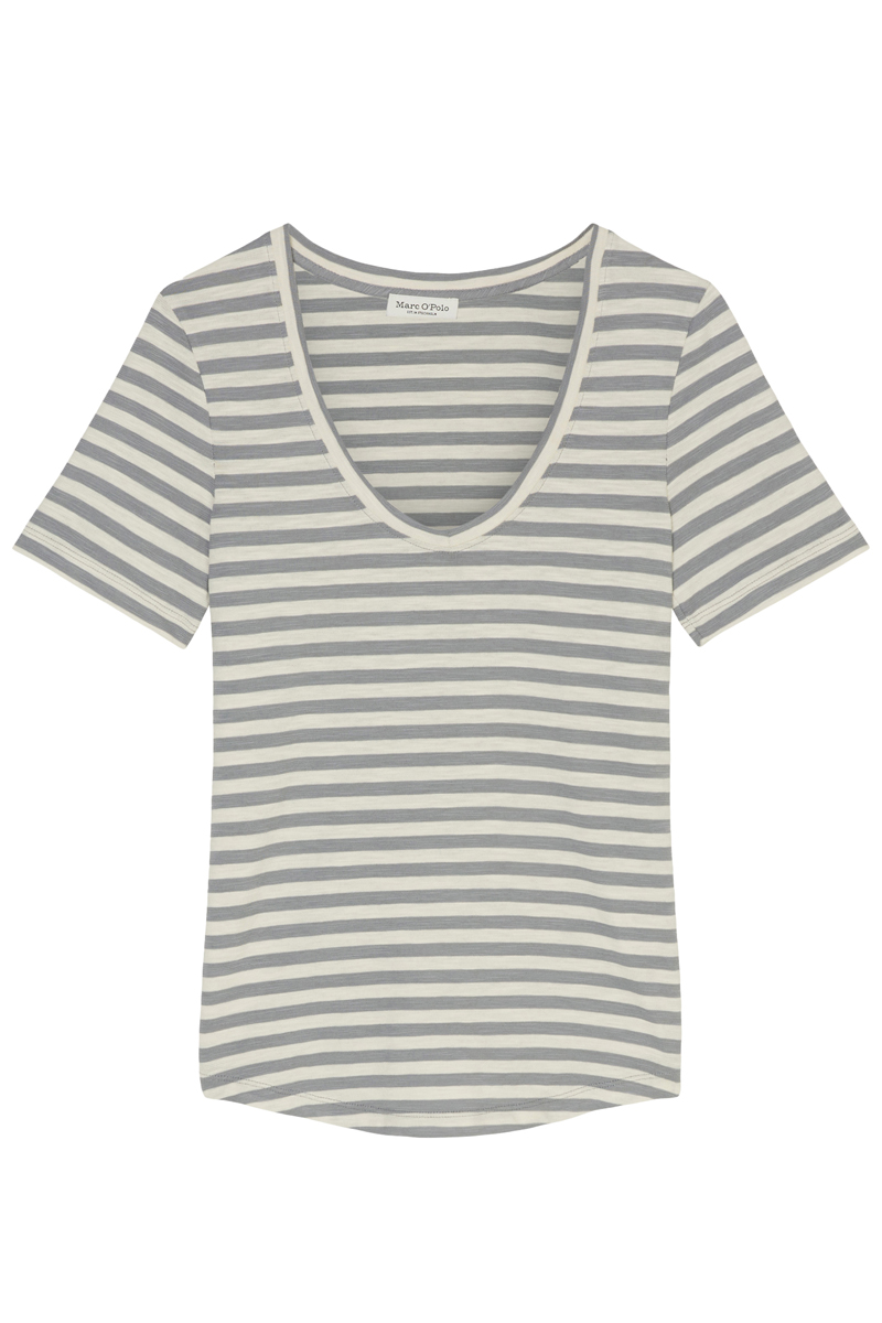 Marc O'Polo T-shirt, short sleeve, v-neck, stri multi/ nordic sea 1