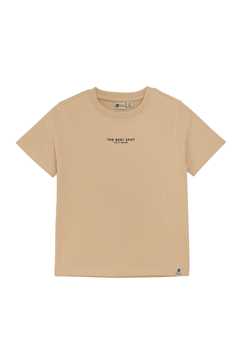 Daily7 Tshirt structure print bruin/beige-1 1