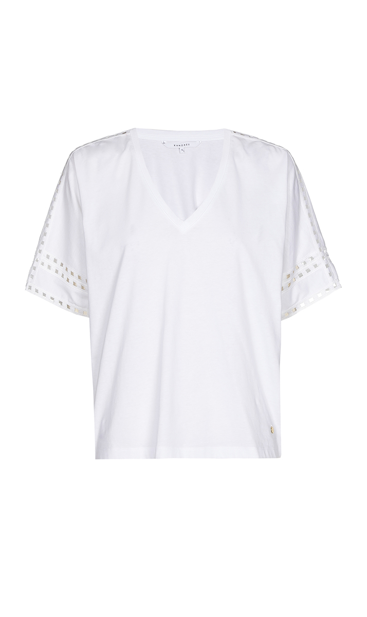 Dames t-shirt korte mouw ecru