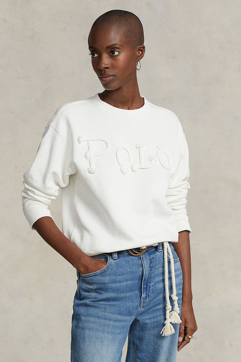 Maak los Kerel Slijm Polo Ralph Lauren Dames sweater Wit-1 Voorwinden