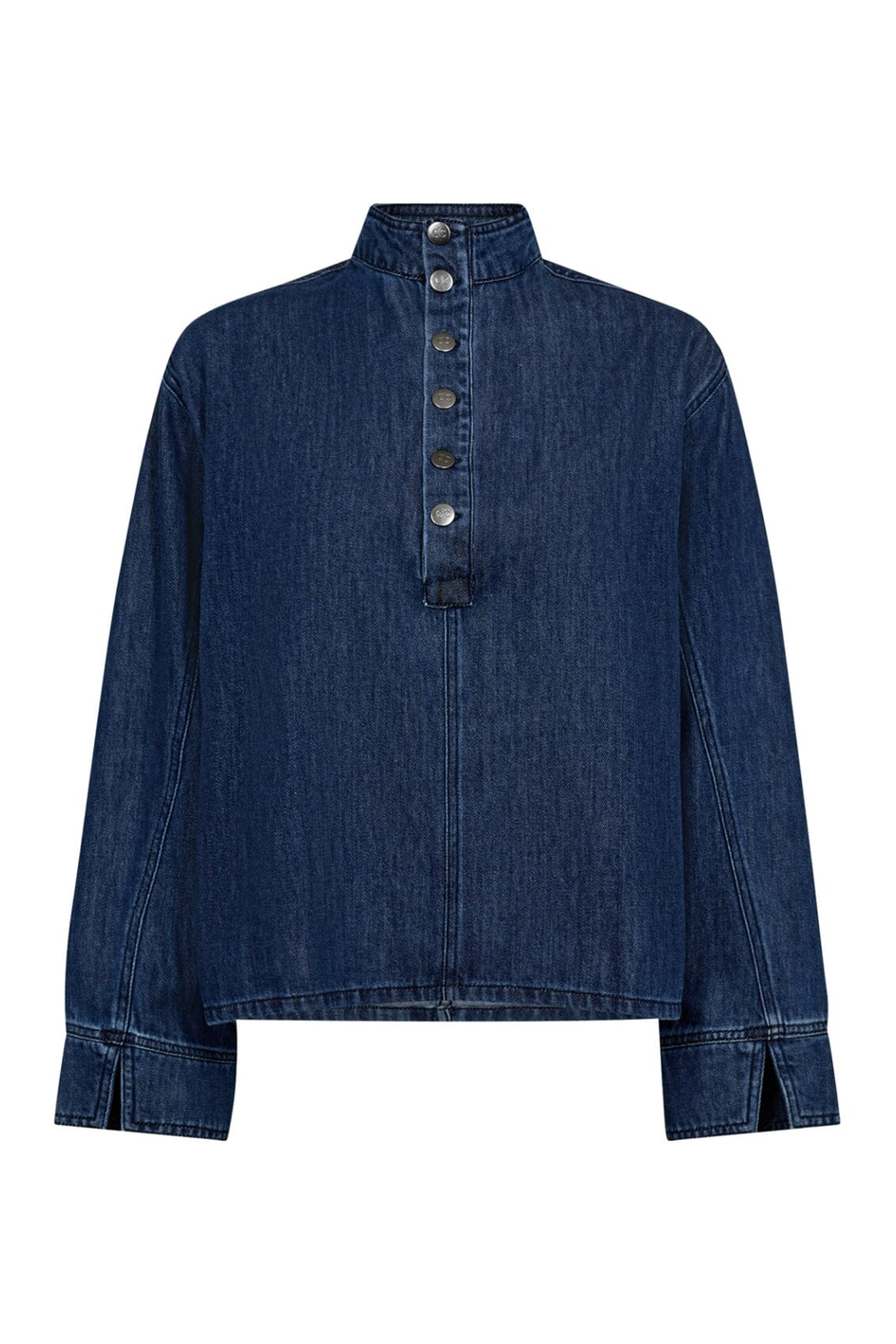 Dames blouse lange mouw blauw