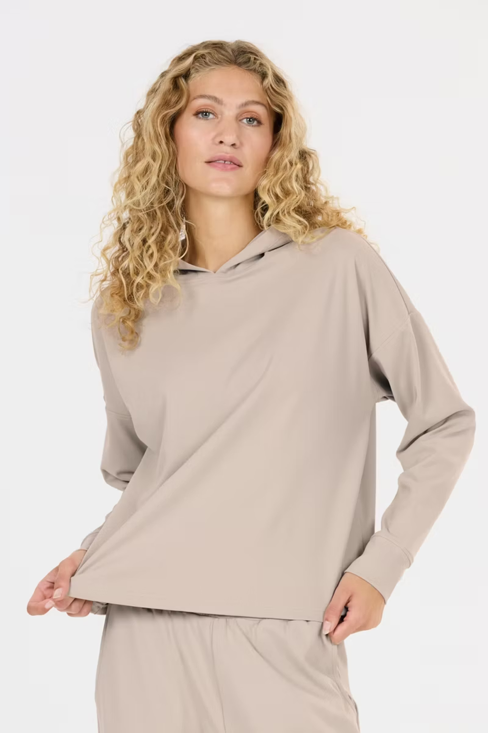 Fitness dames hoodie ecru