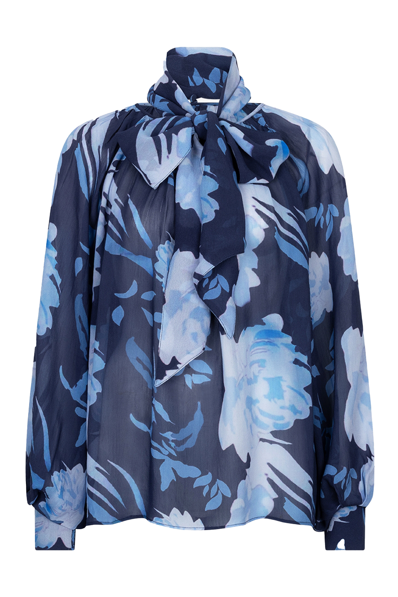 Dames blouse lange mouw blauw