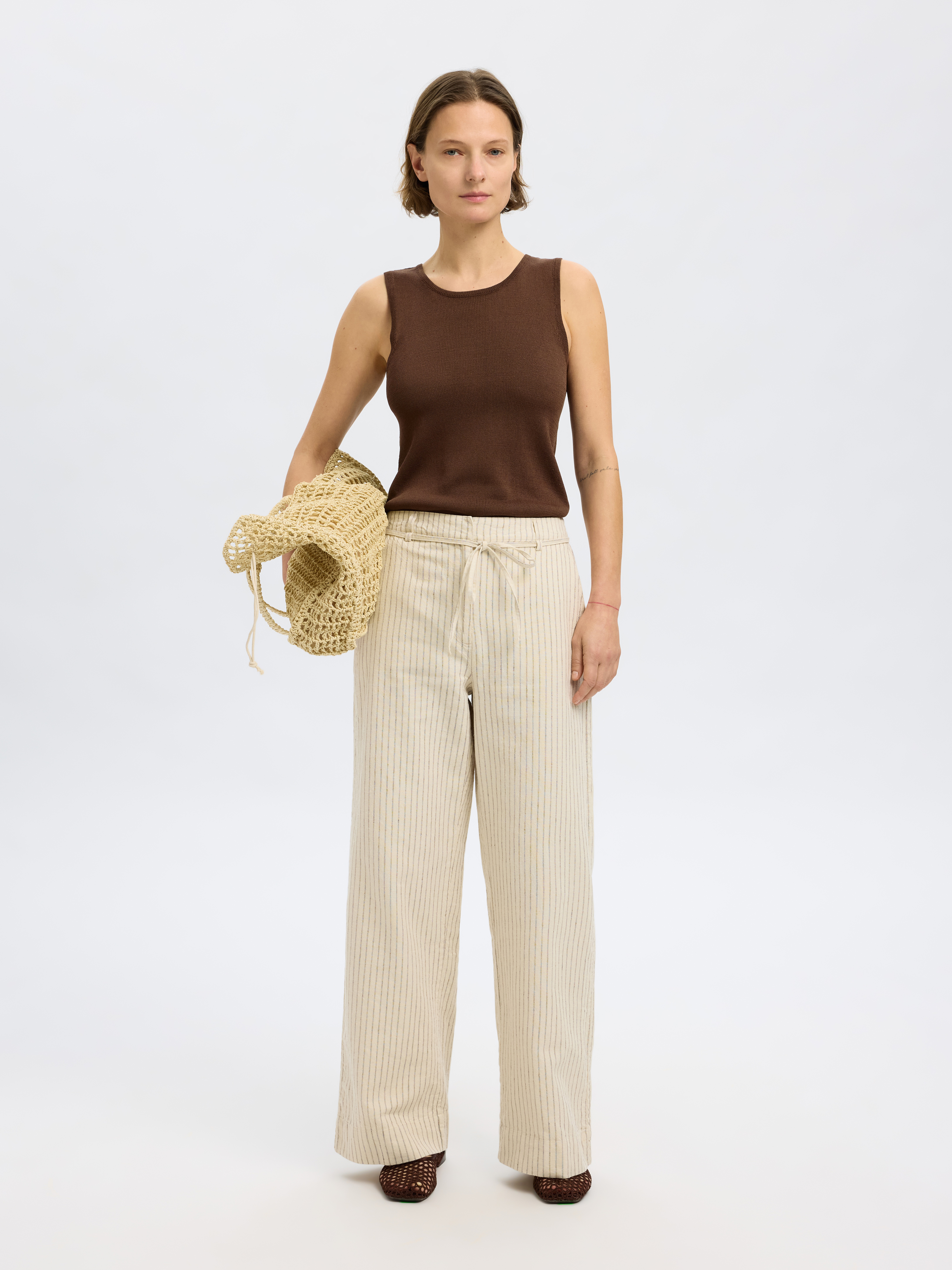 Selected SLFMOON SUS SL KNIT TOP B 186598-Chestnut 5