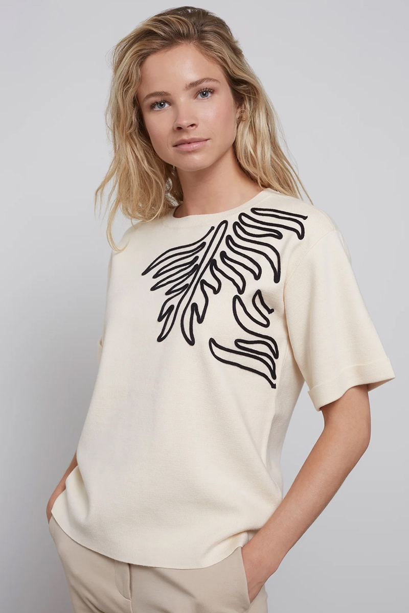 Yaya Sweater with artwork bruin/beige-3 2