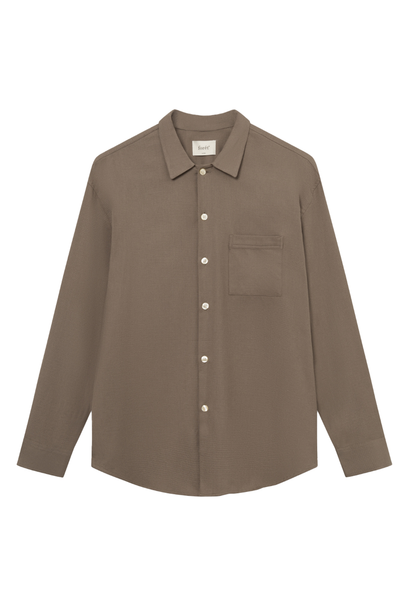 Heren overhemd lm casual bruin