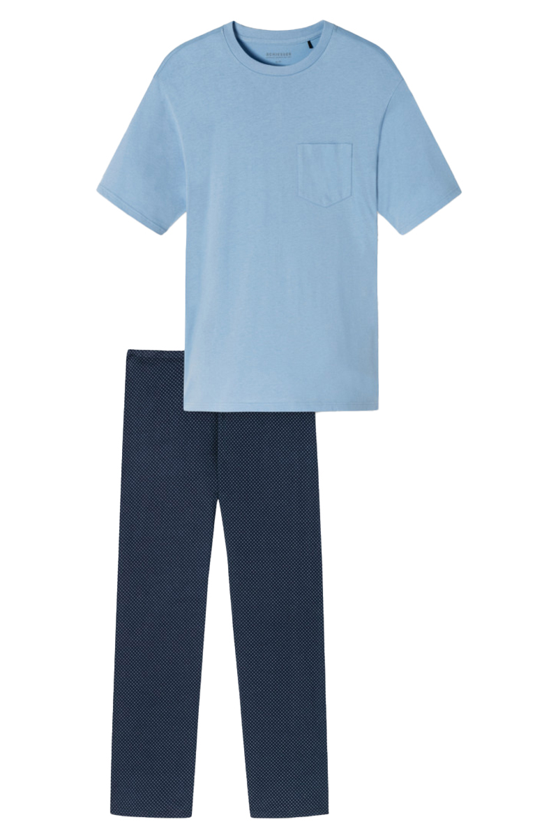 Schiesser Nachtmode heren pyjama Blauw-1 1