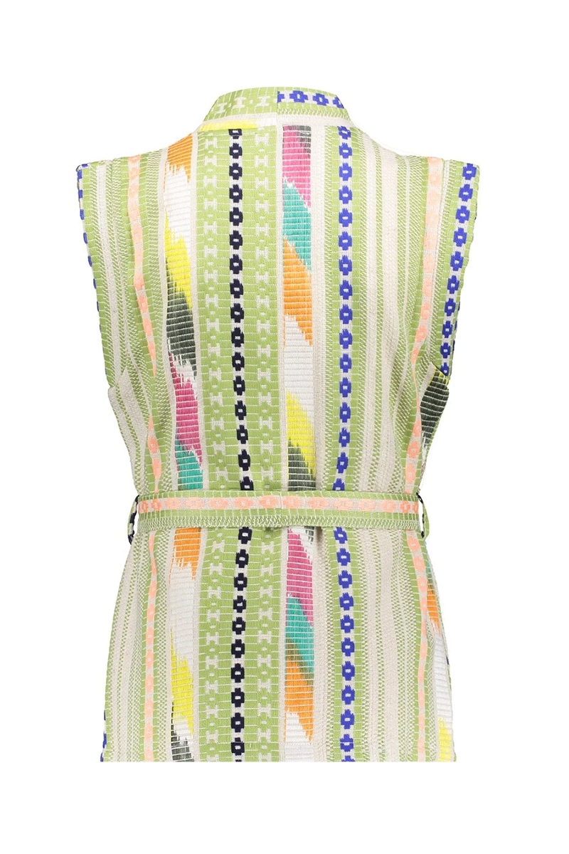 Geisha Gilet fancy woven multicolour Groen-1 2