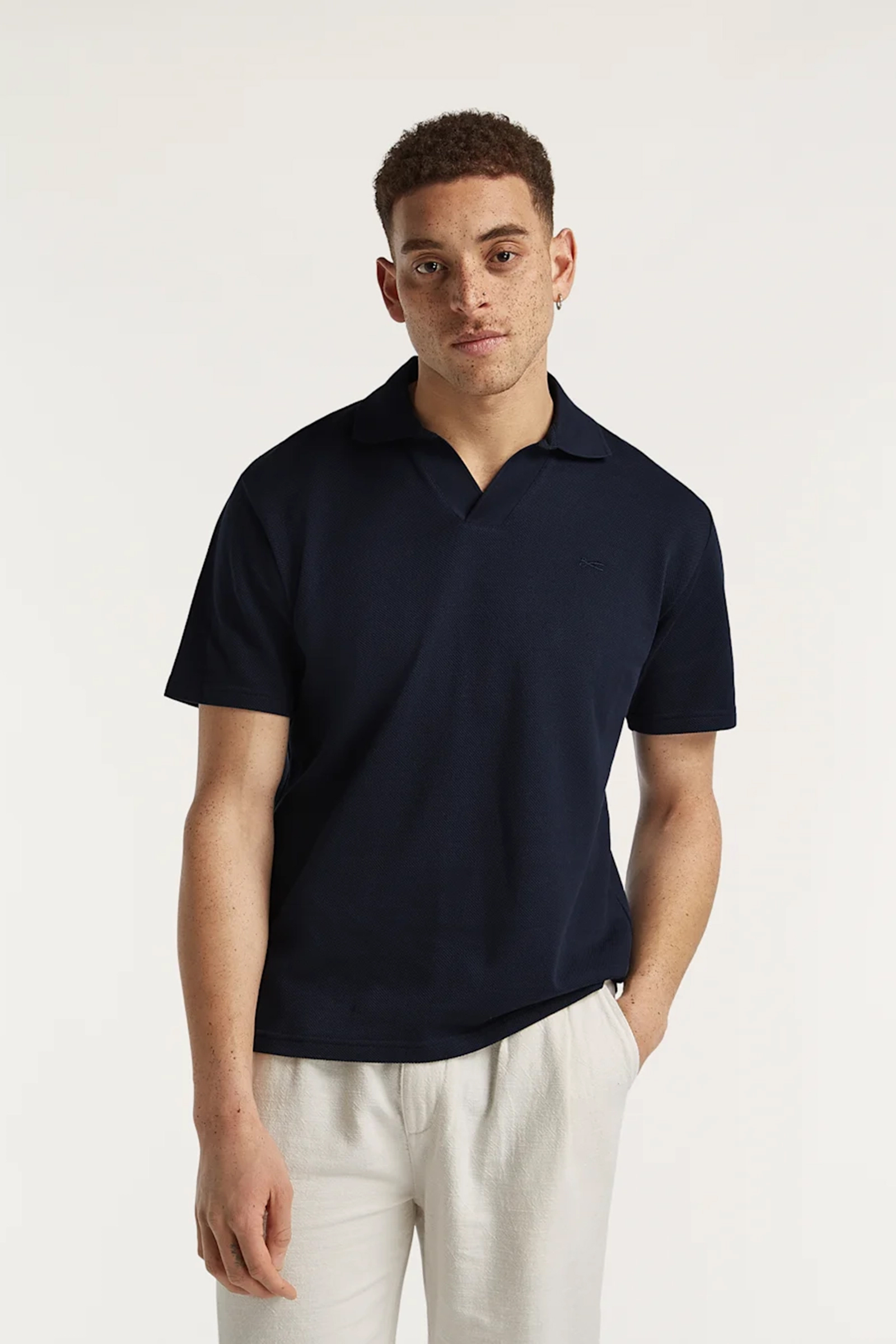 Heren polo korte mouw blauw