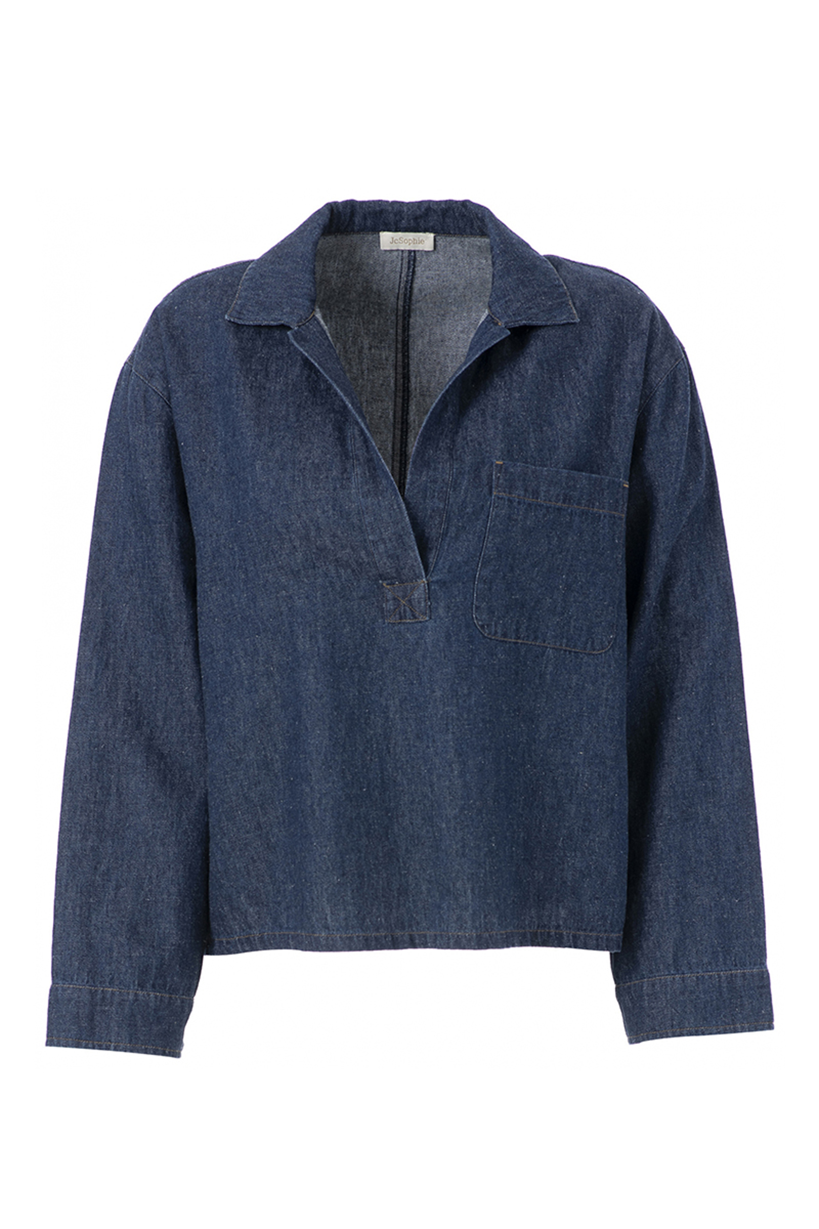 Dames blouse lange mouw blauw