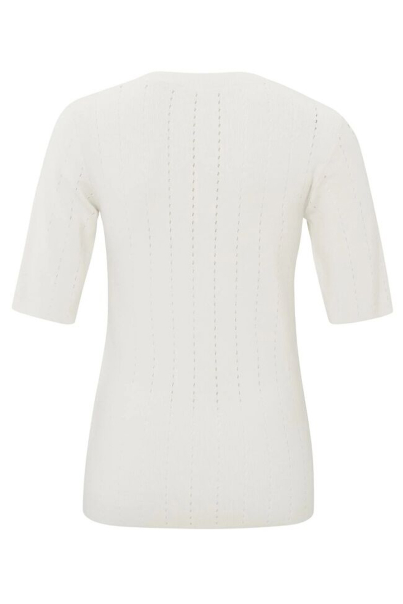 Yaya Pointelle rib fitted sweater Wit-1 2