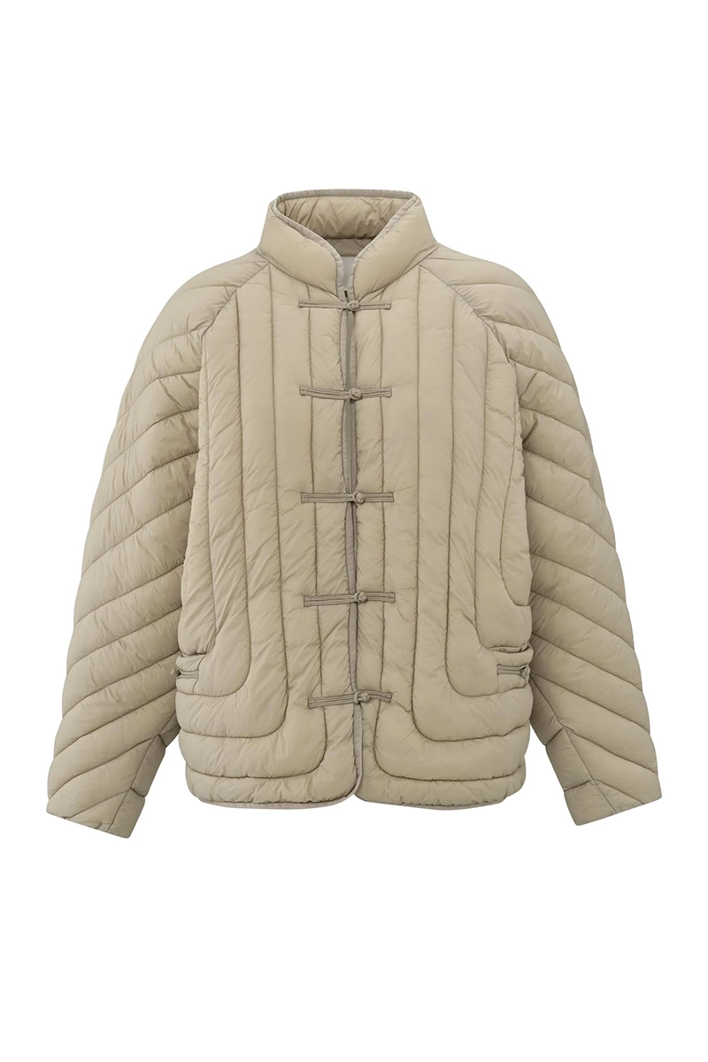 Yaya Padded nylon kimono jacket FEATHER GREY 1