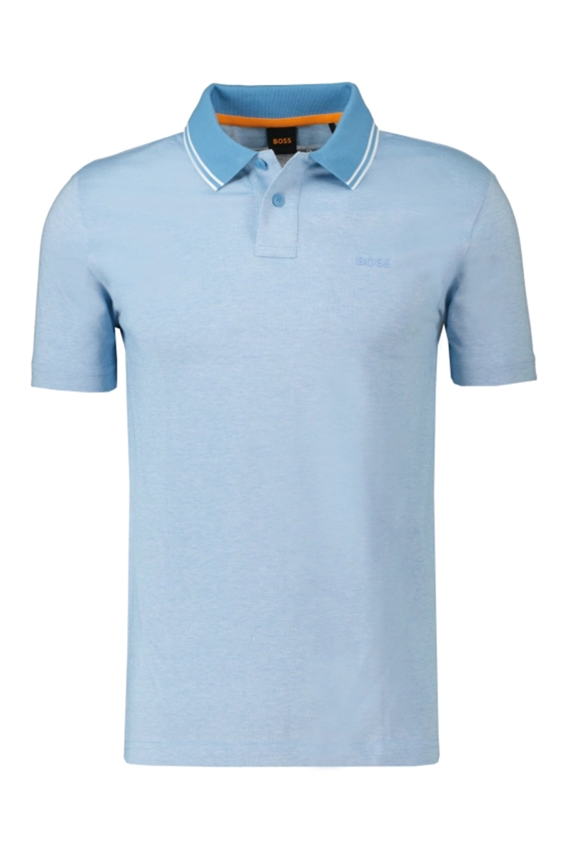 Heren polo korte mouw blauw