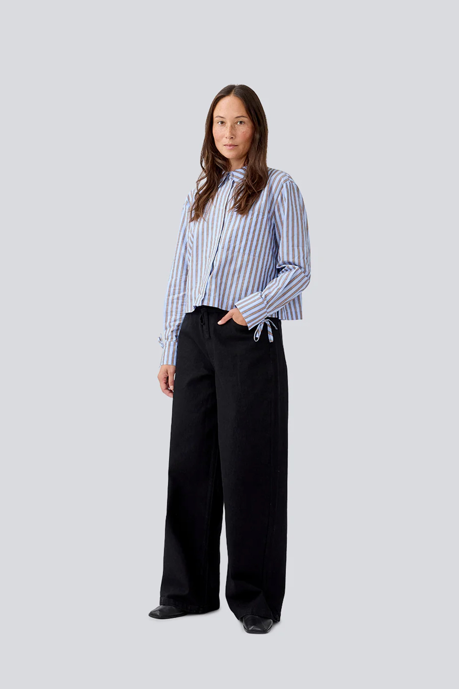 Dames blouse lange mouw blauw