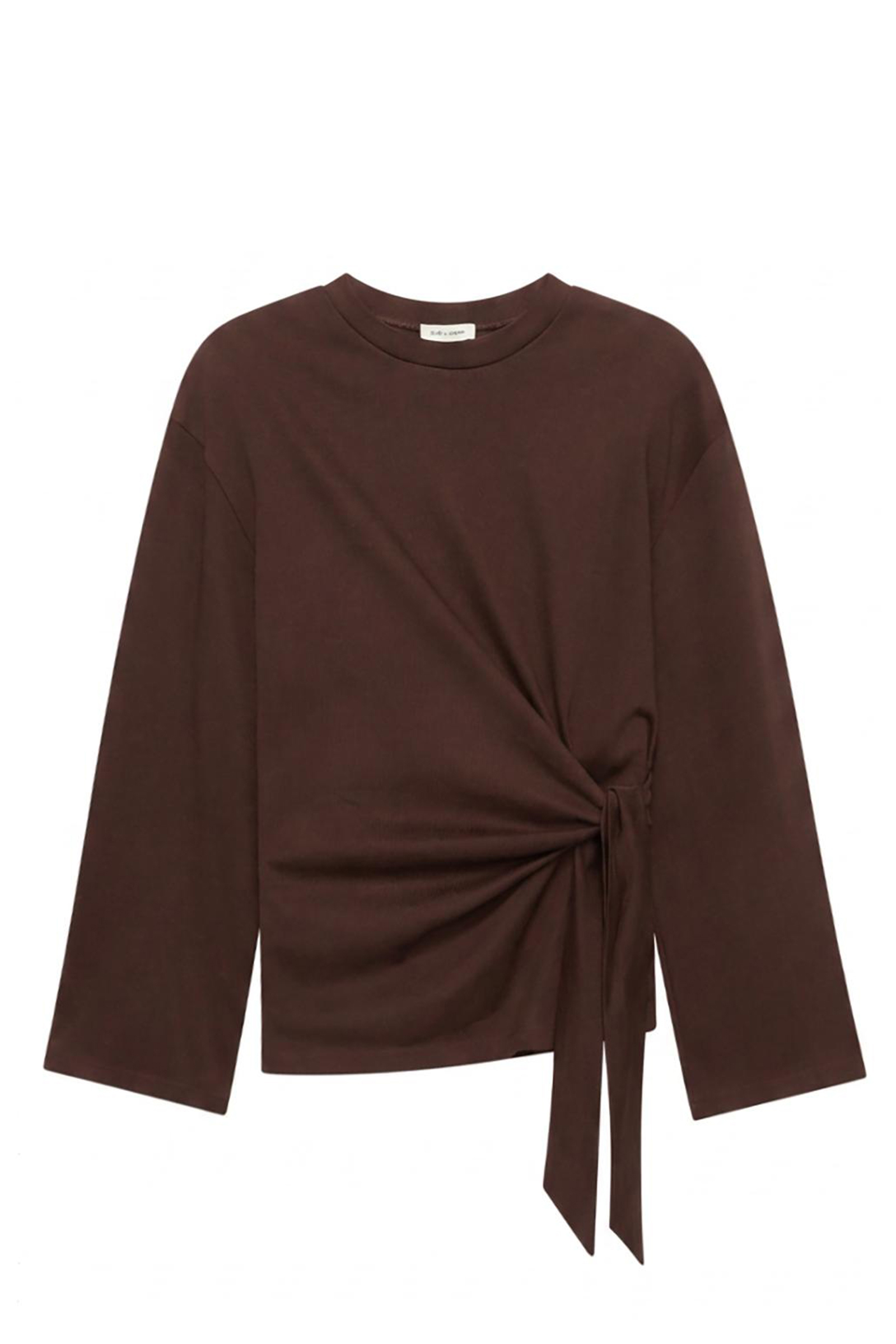 Dames t-shirt lange mouw bruin