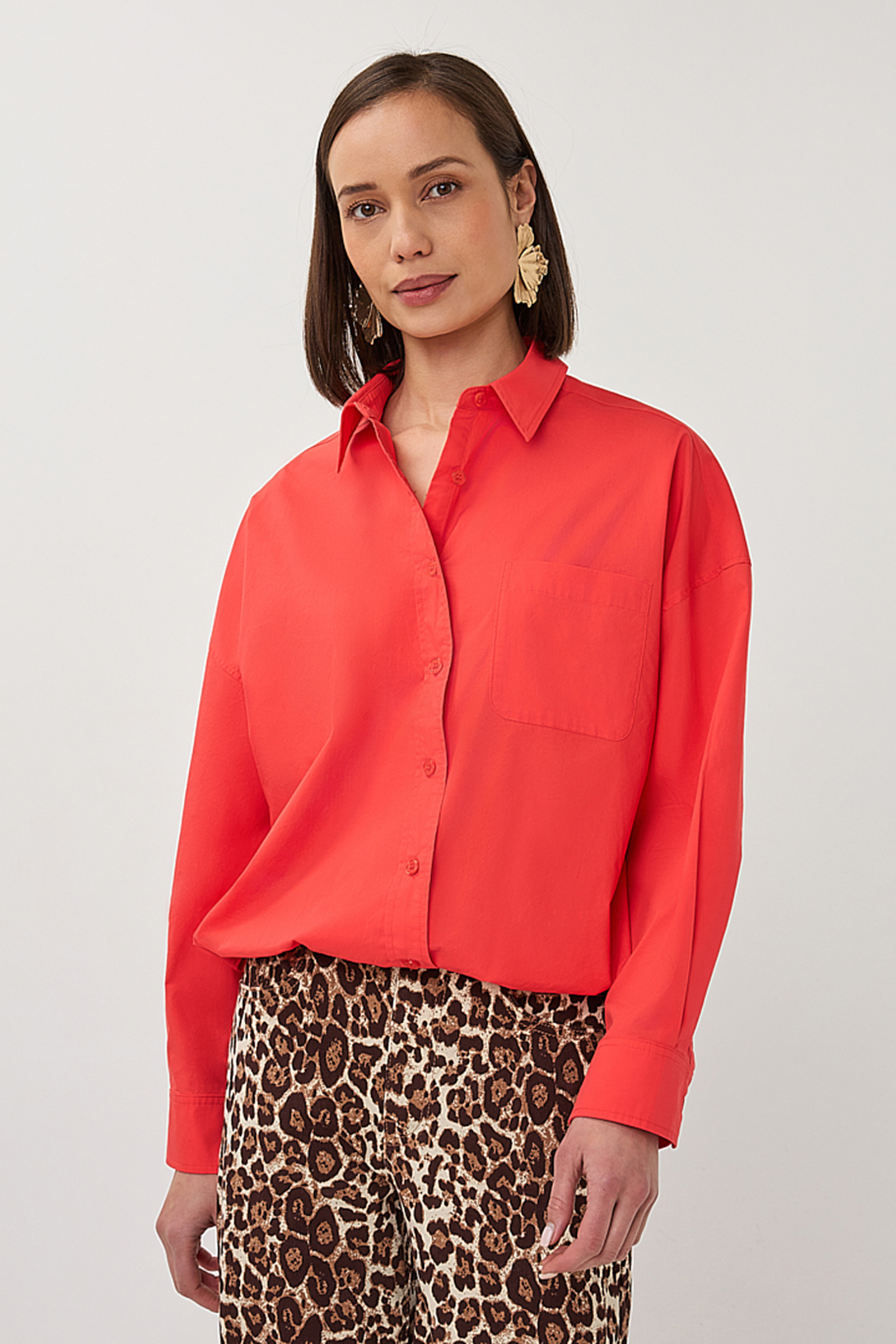 Dames blouse lange mouw rood