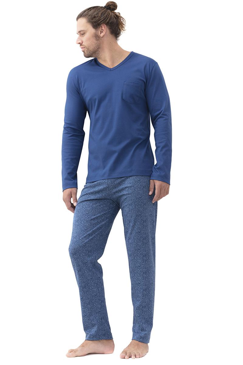MEY Nachtmode heren pyjama Blauw-1 2