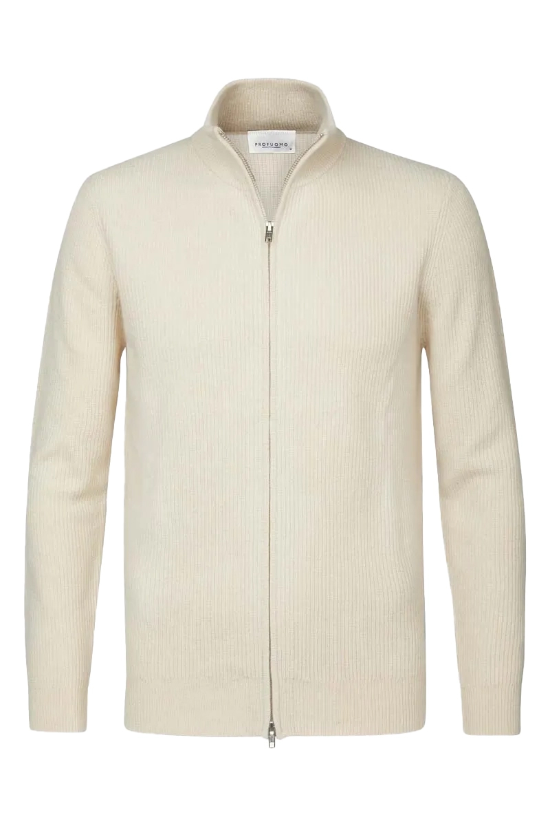 Profuomo CARDIGAN FULL ZIP OFF WHITE Wit-1 1