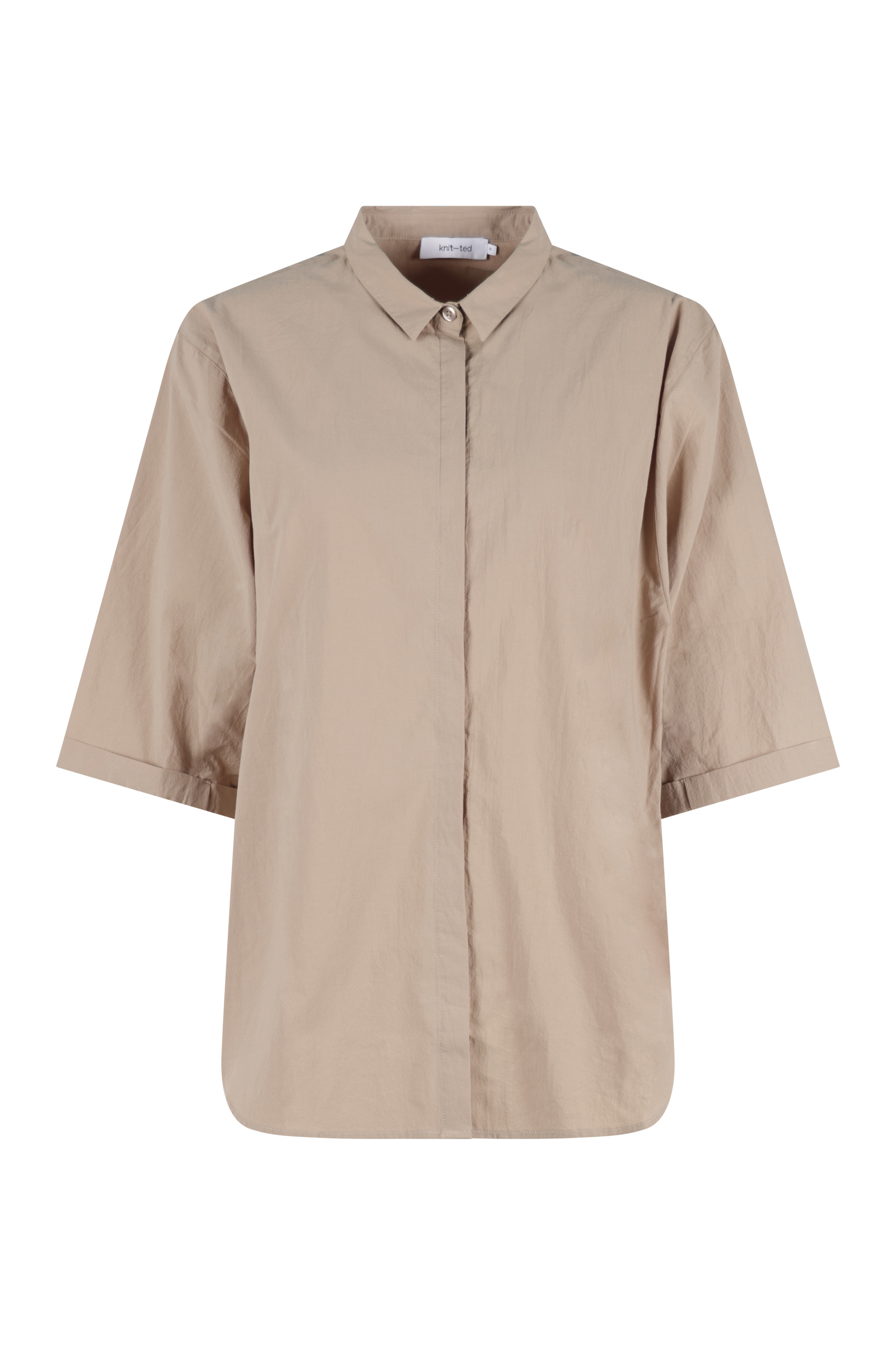 Dames blouse korte mouw bruin