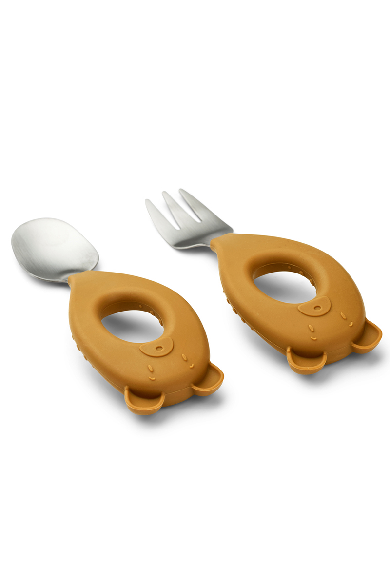 Liewood Stanley baby cutlery set Mr bear bruin/beige 3