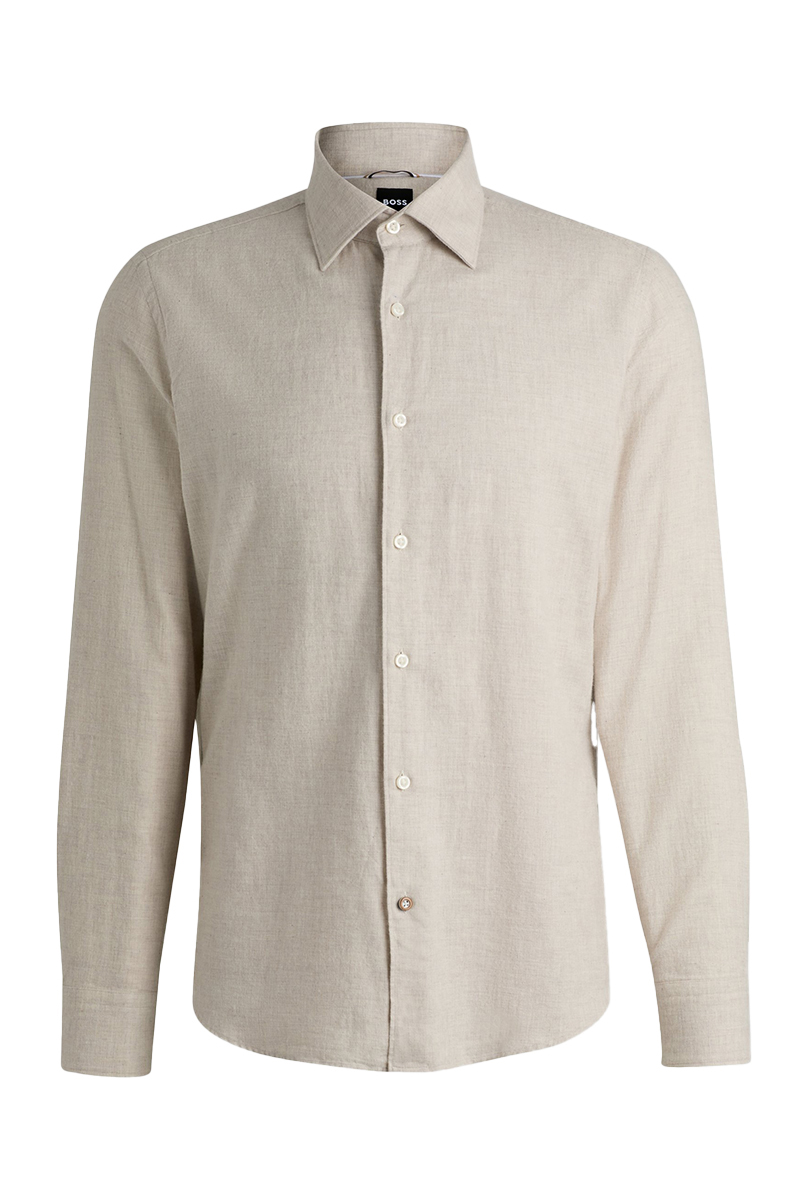 Heren overhemd lm casual bruin