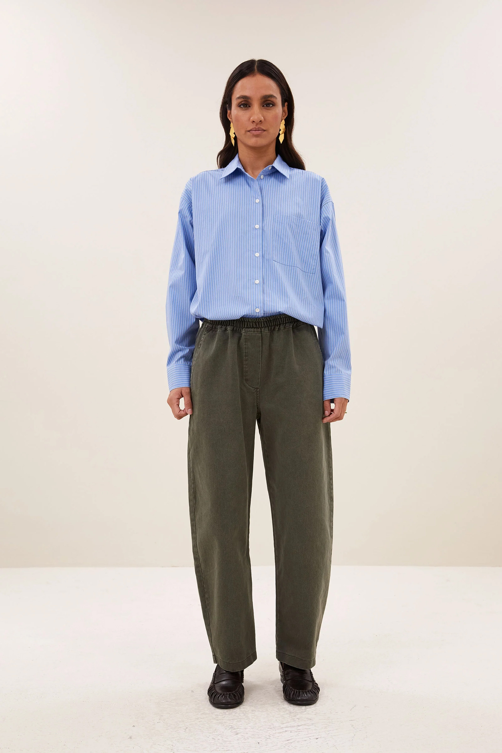 Dames blouse lange mouw blauw