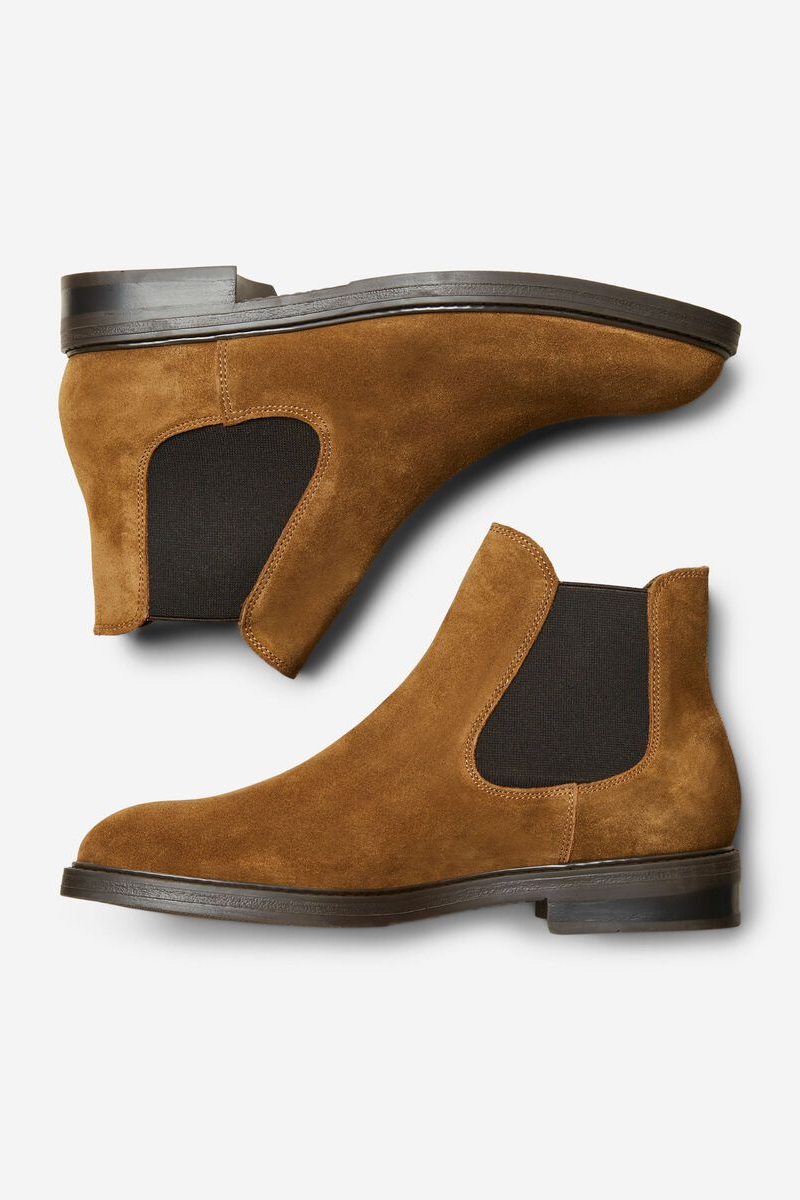 Selected SLHBLAKE SUEDE CHELSEA BOOT B NOOS Bruin/Beige-1 3