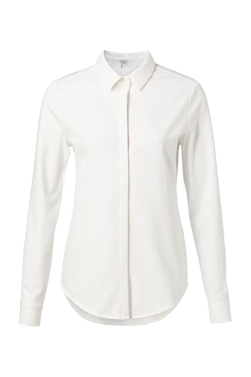 Yaya Jersey cotton blend shirt Wit-1 1