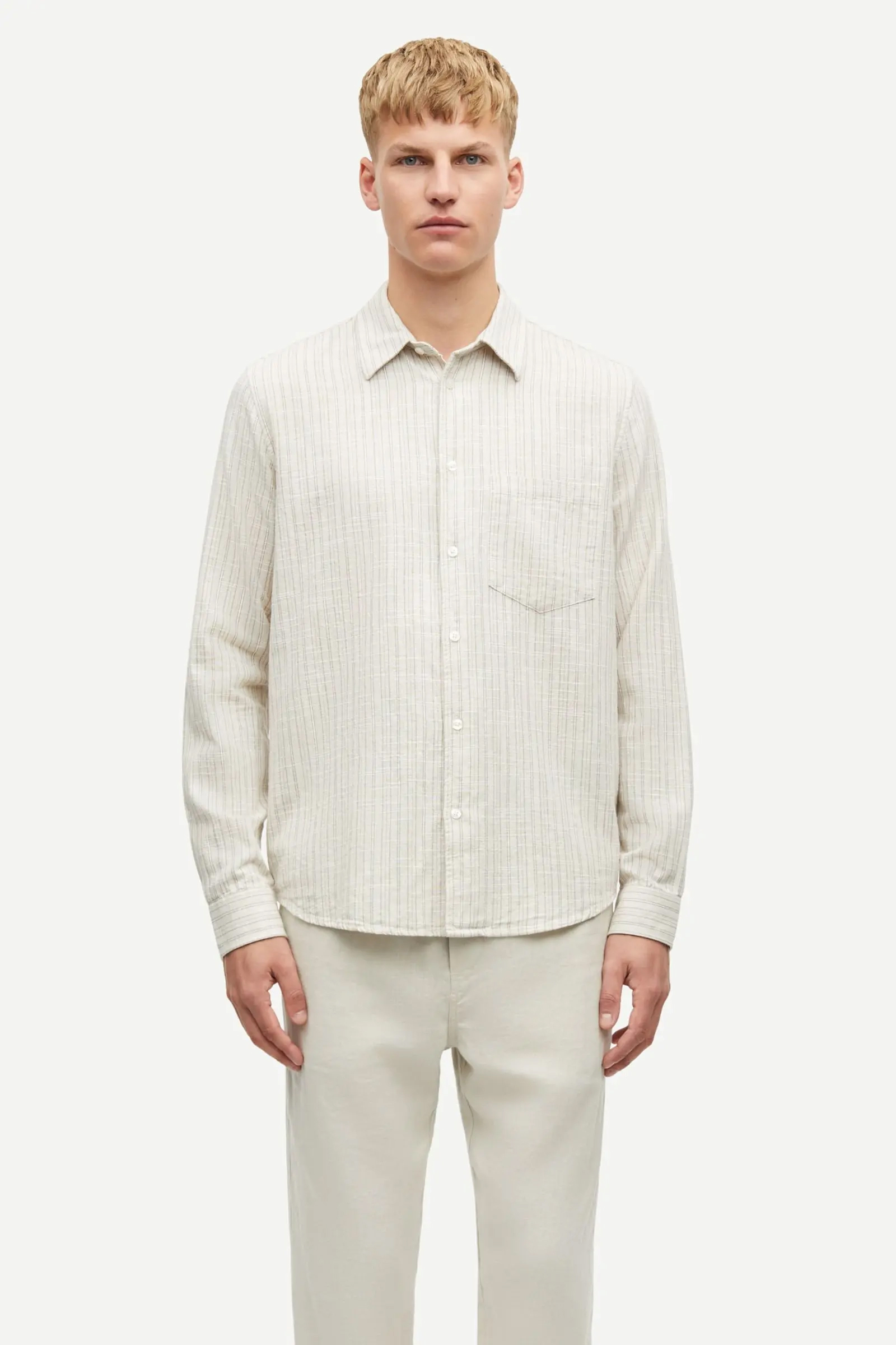 Heren overhemd lm casual bruin
