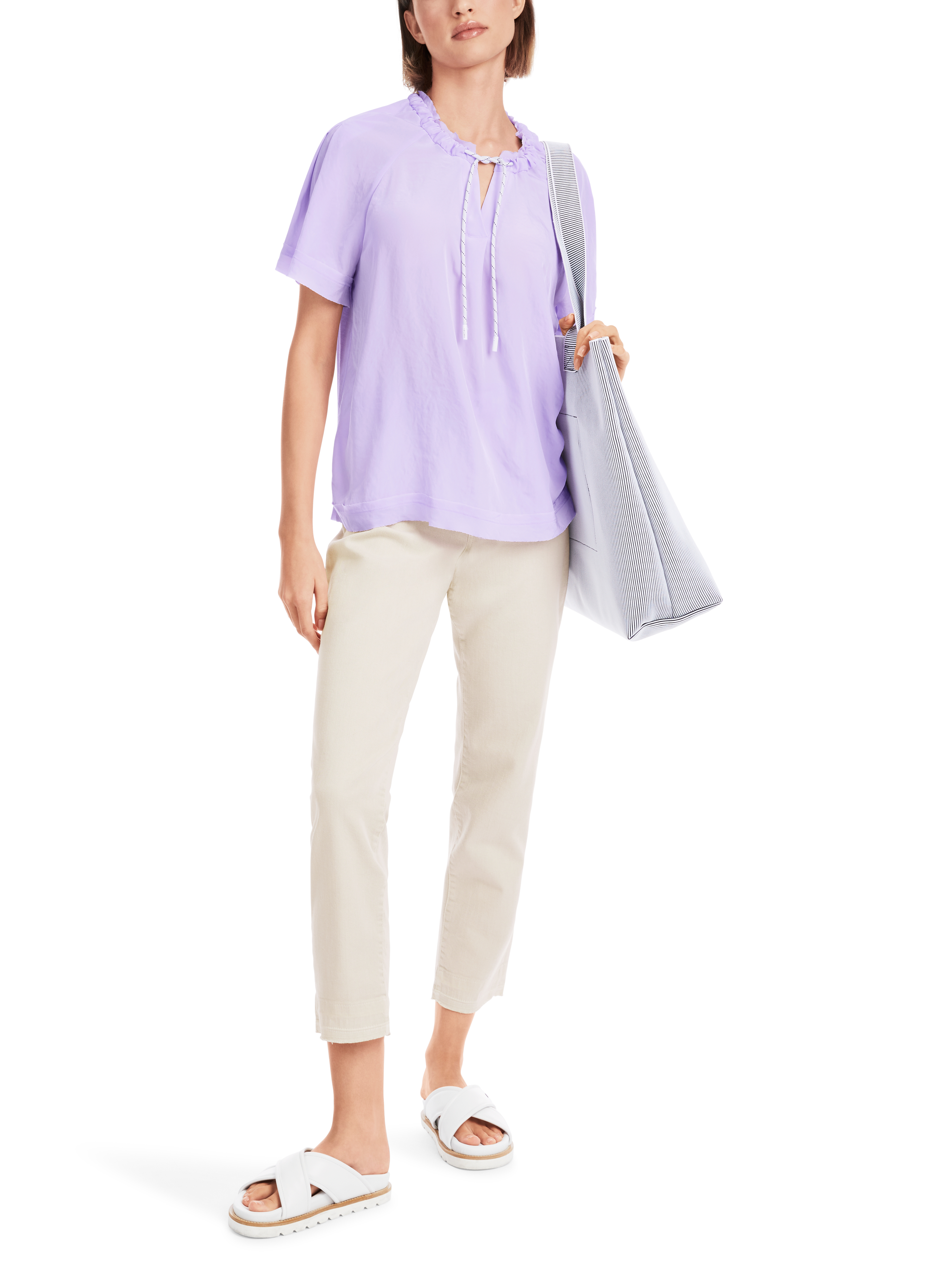 Dames blouse korte mouw paars