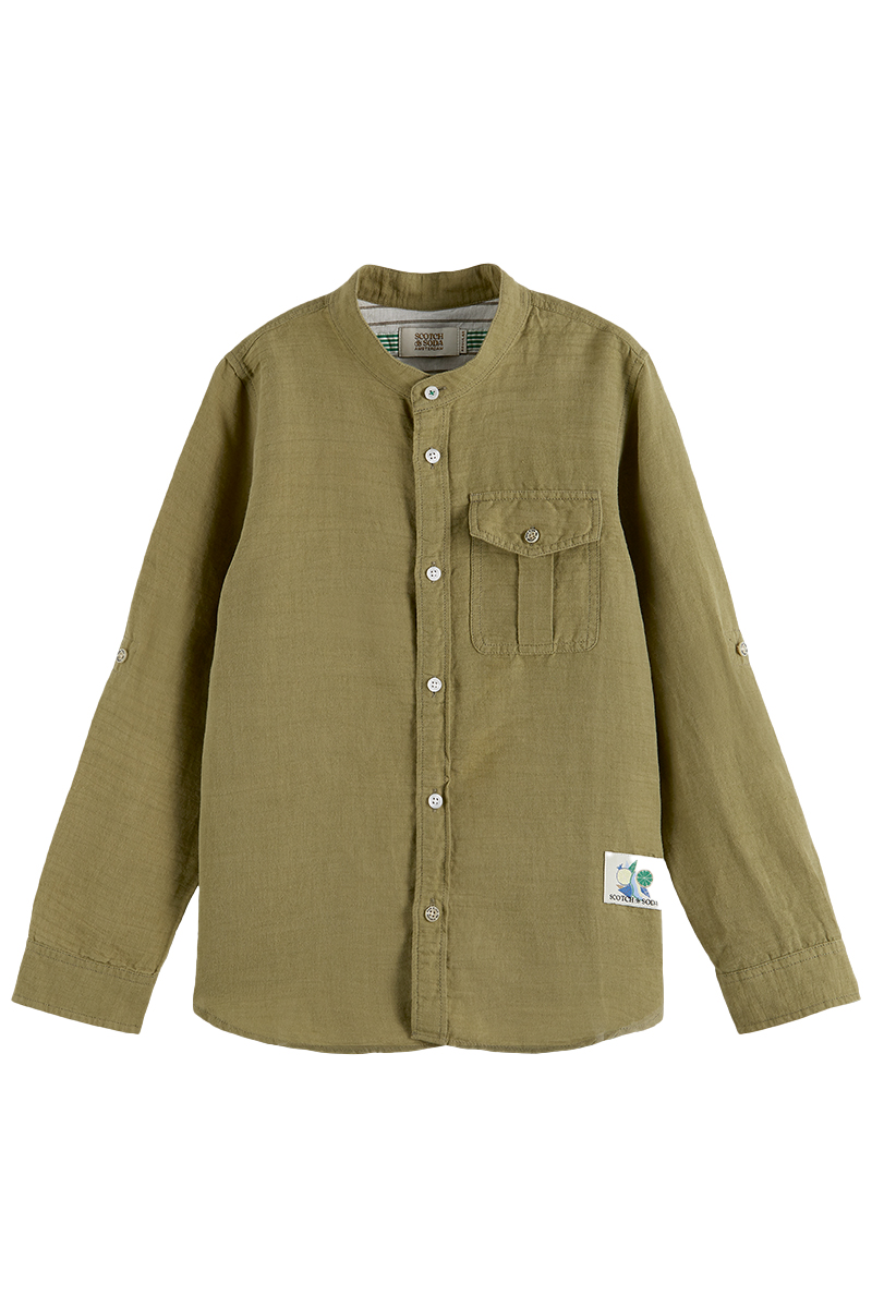 Scotch & Soda Linen long-sleeved shirt Groen-4 1