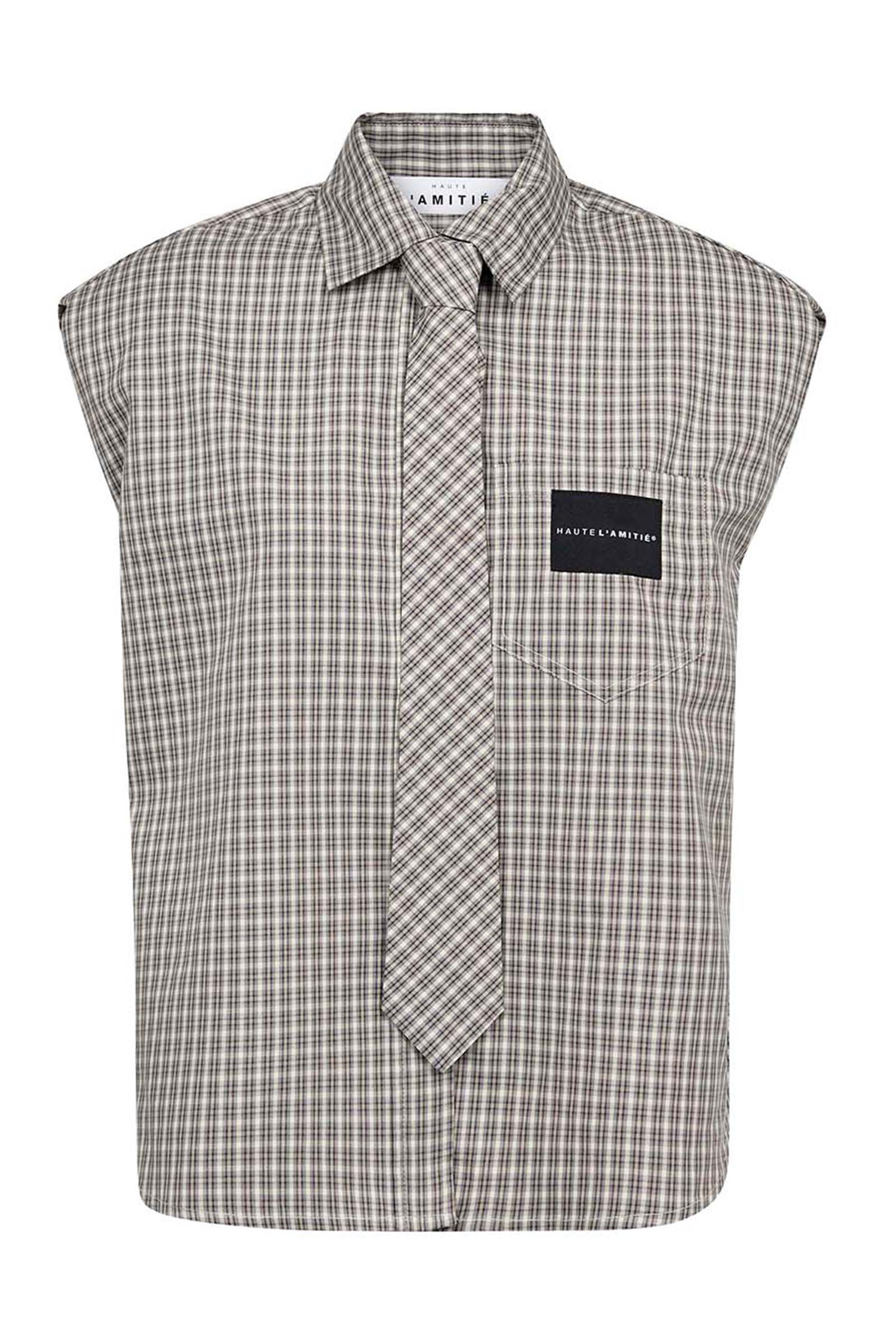 Dames blouse lange mouw bruin