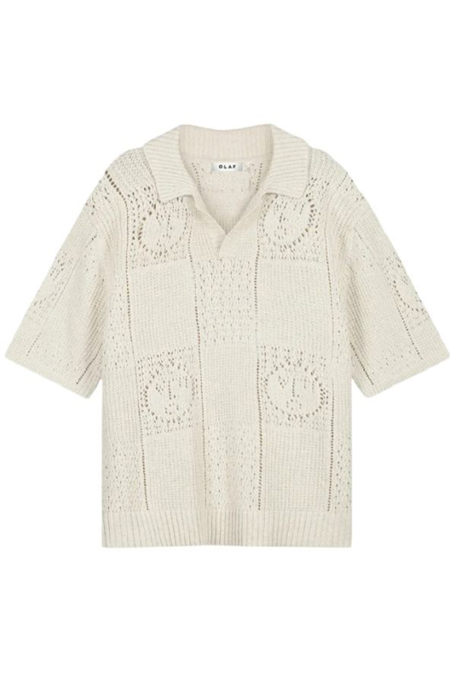 Heren polo korte mouw ecru