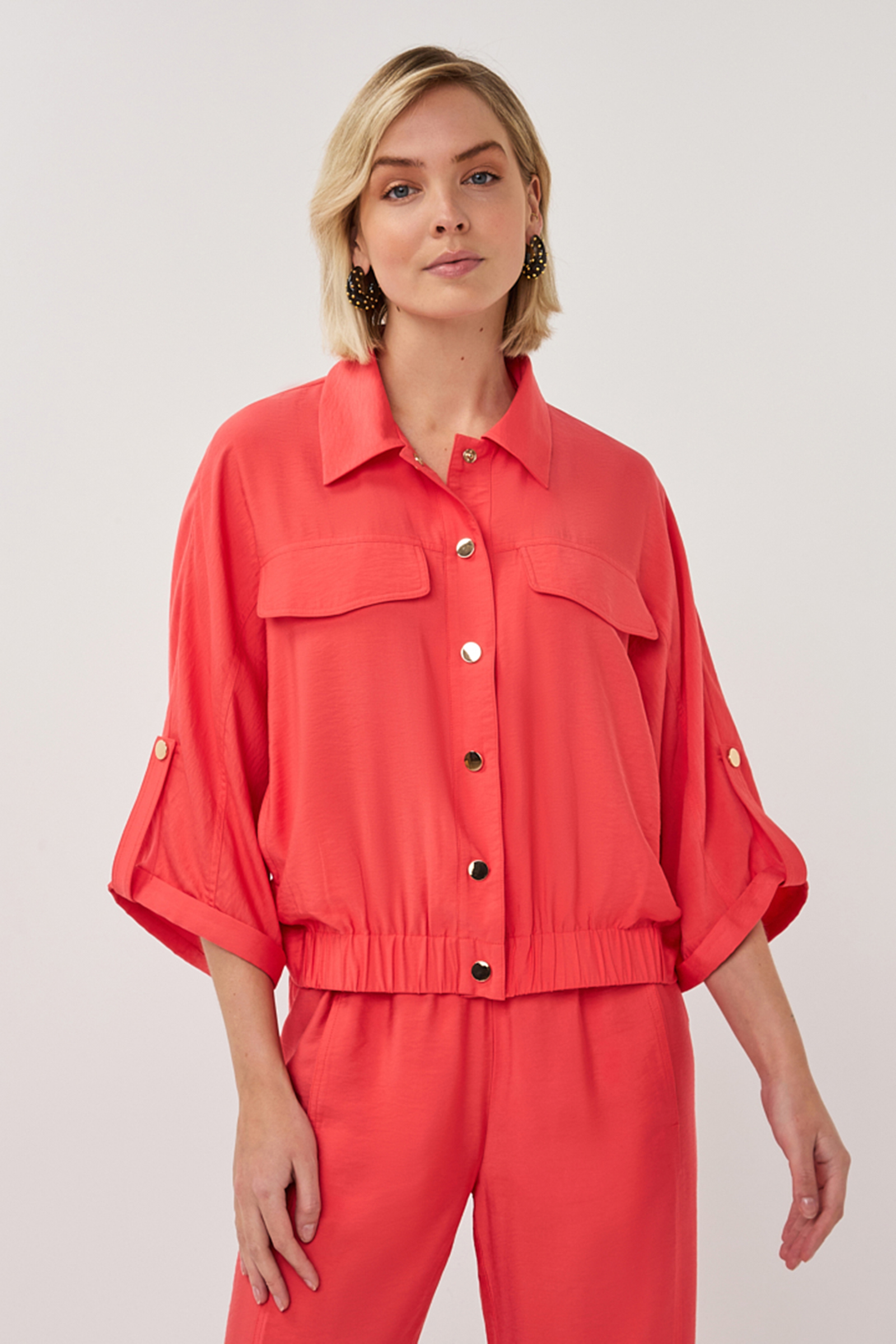Dames blouse korte mouw rood