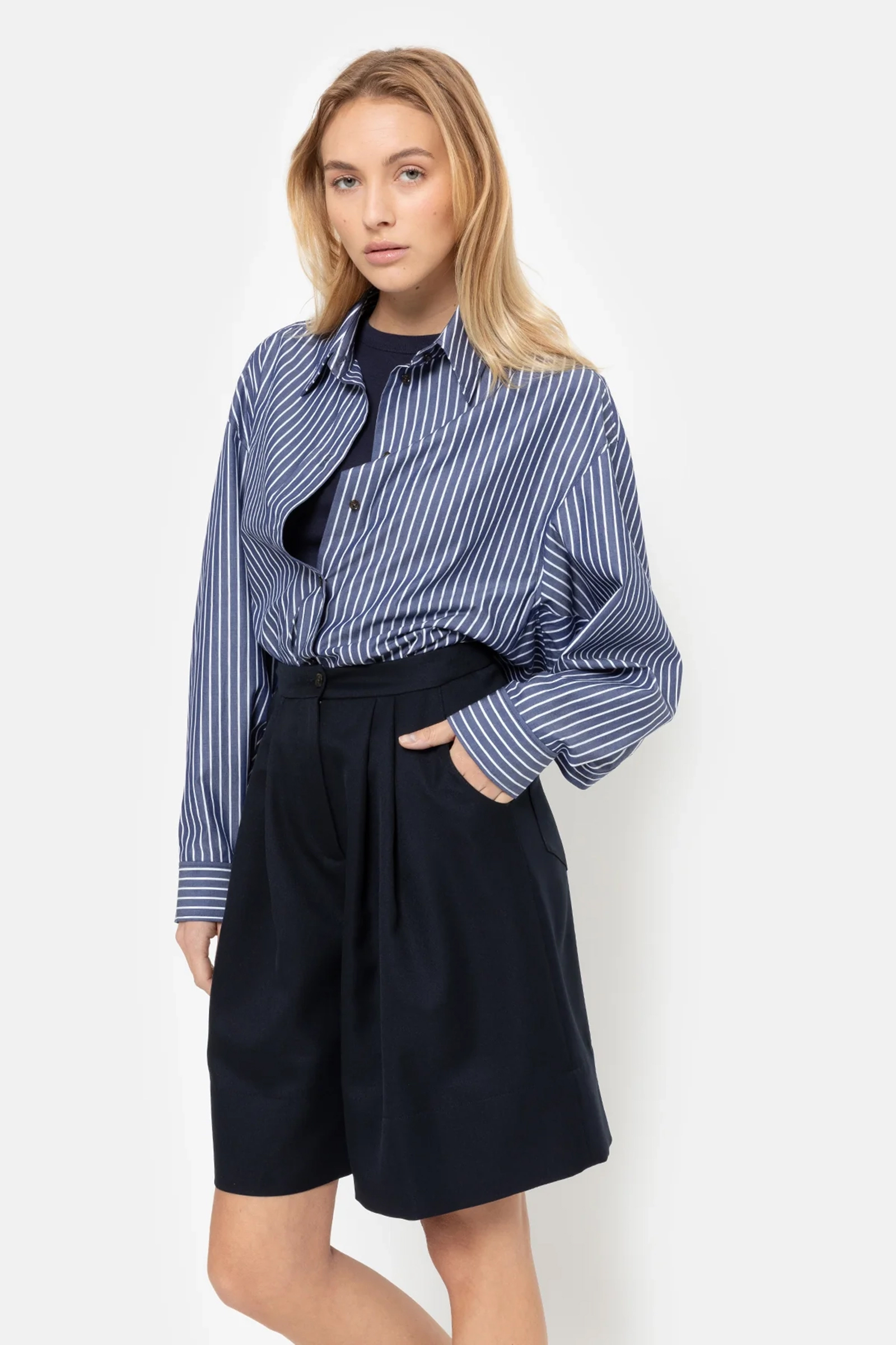 Dames blouse lange mouw blauw