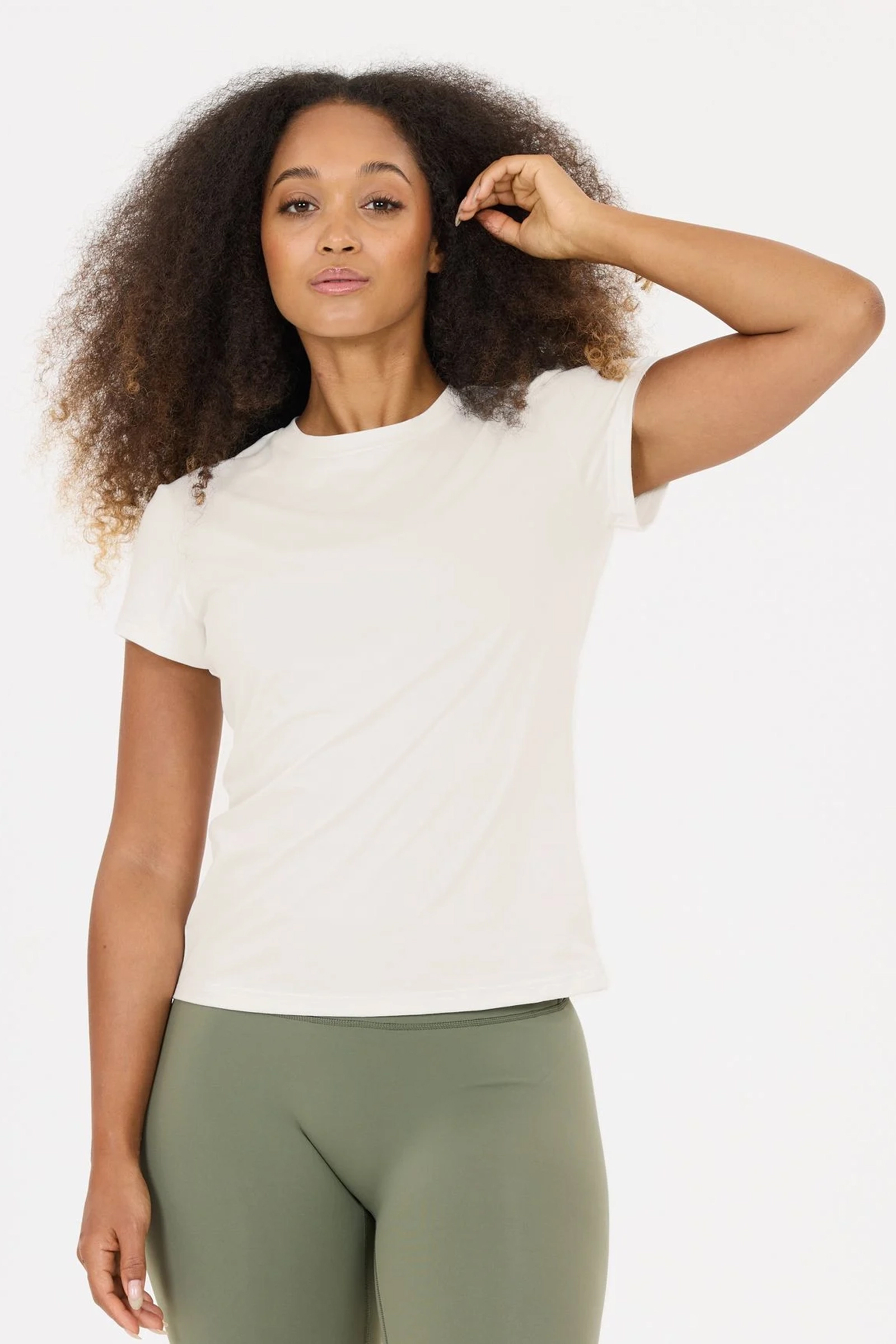 Fitness dames t-shirt km ecru