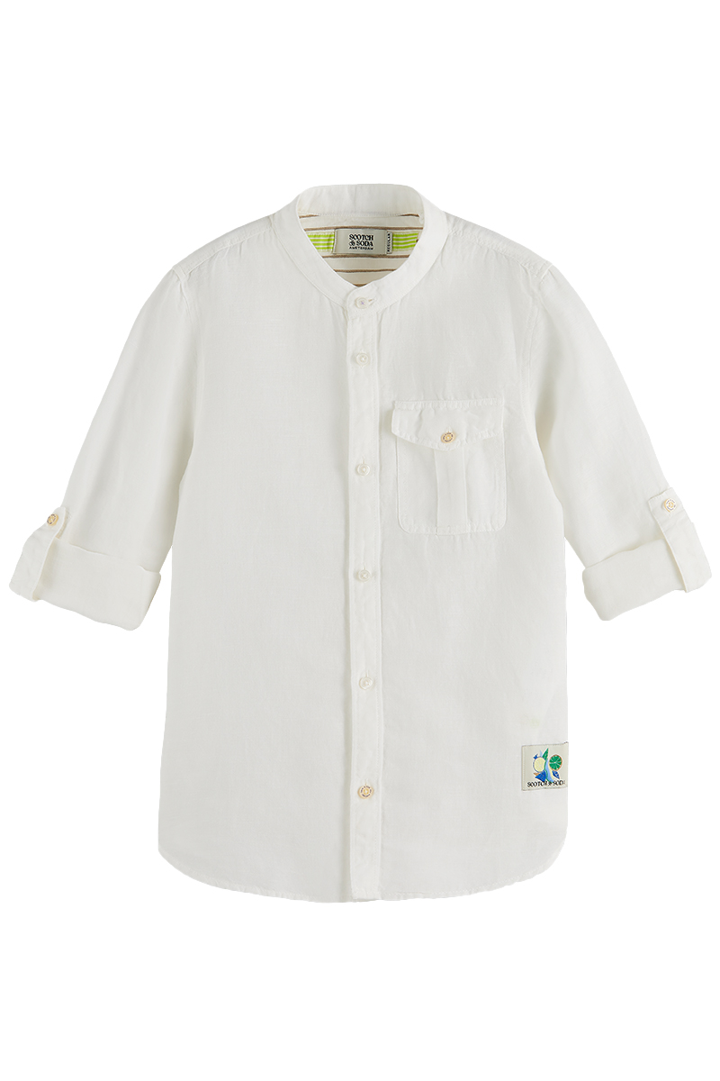 Scotch & Soda Linen long-sleeved shirt Wit-1 1