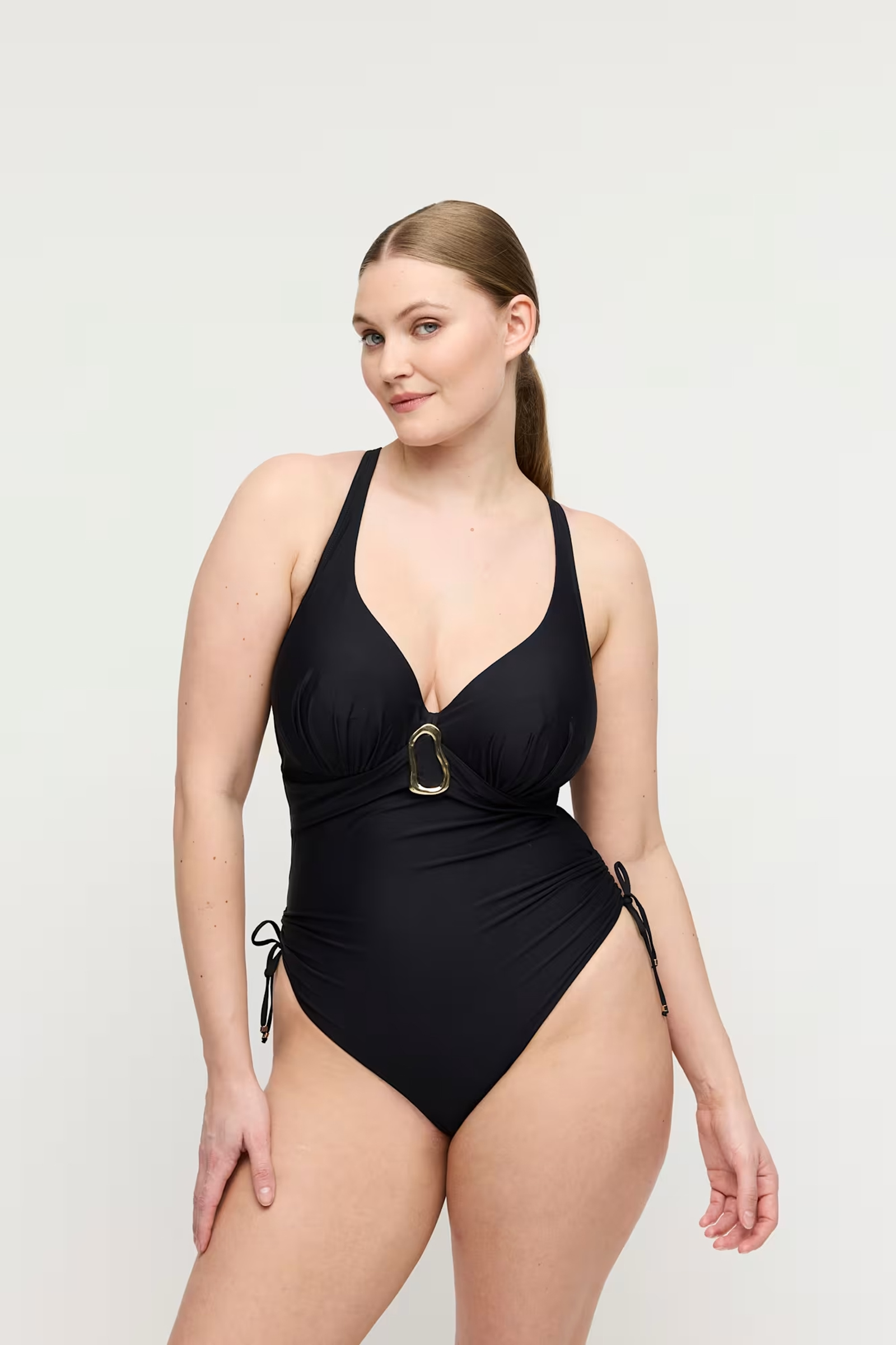 Bad/beach dames badpak modecup zwart