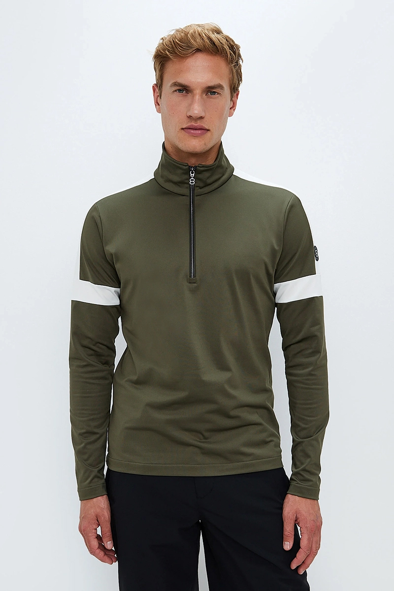 Wintersport heren pully+rits groen
