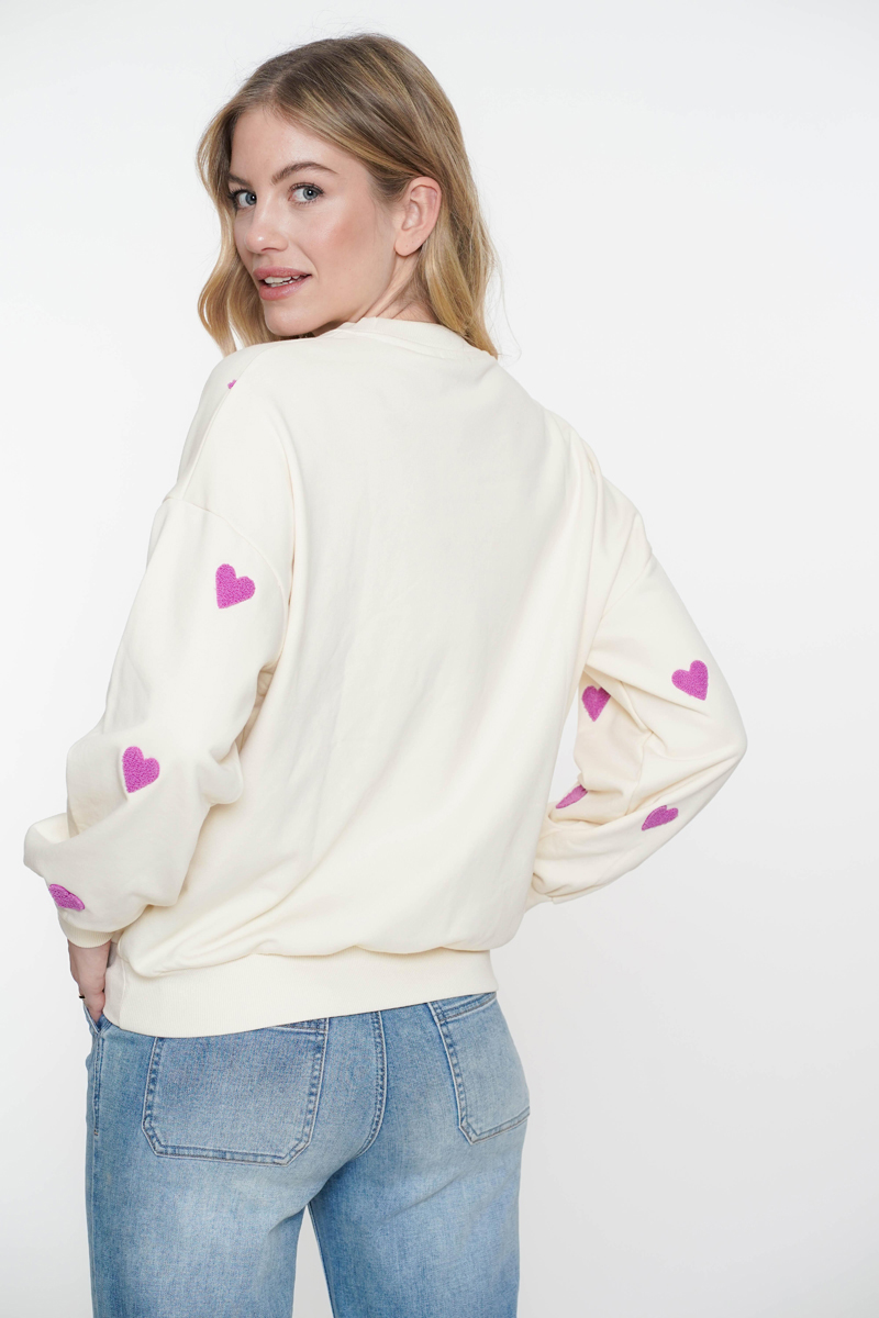 Geisha Sweater hearts terry Ecru-1 3