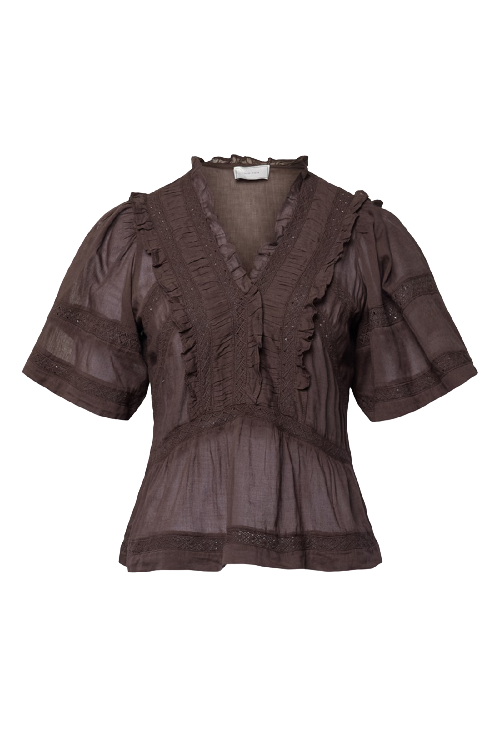 Dames blouse korte mouw bruin