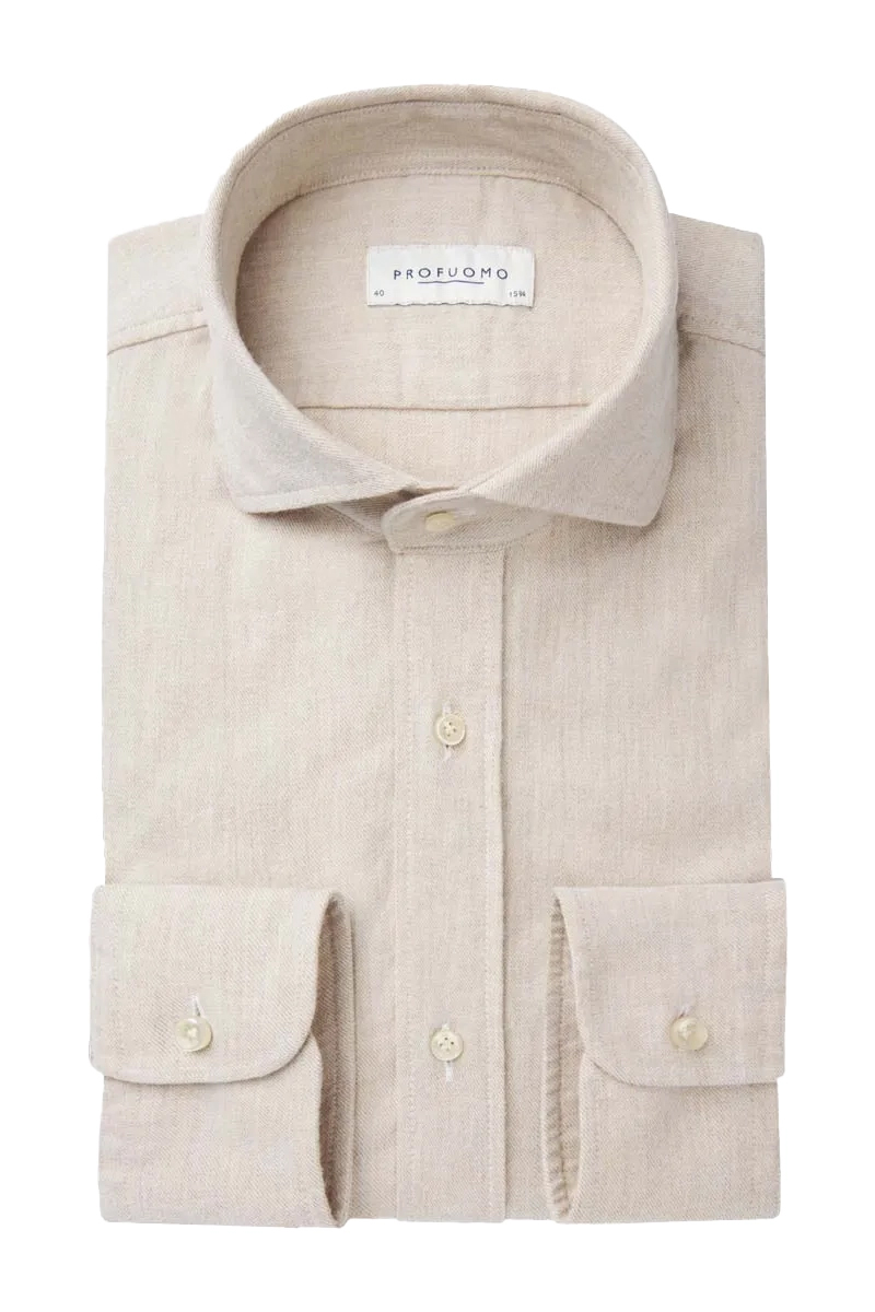 Profuomo SHIRT CUTAWAY SC SF BEIGE bruin/beige-1 1