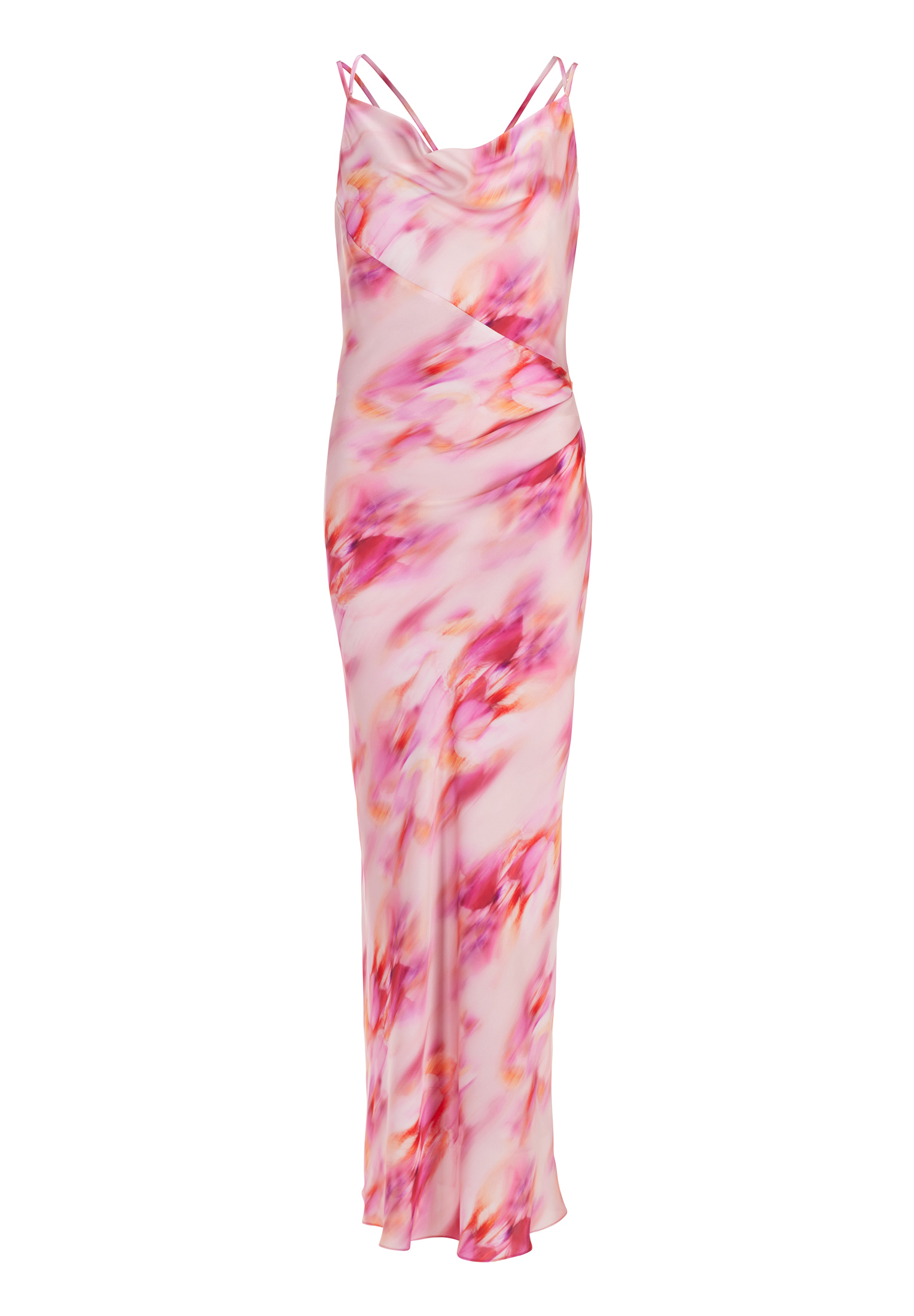 Swing Slip Dress aus Satin mit abstraktem candy pink 1