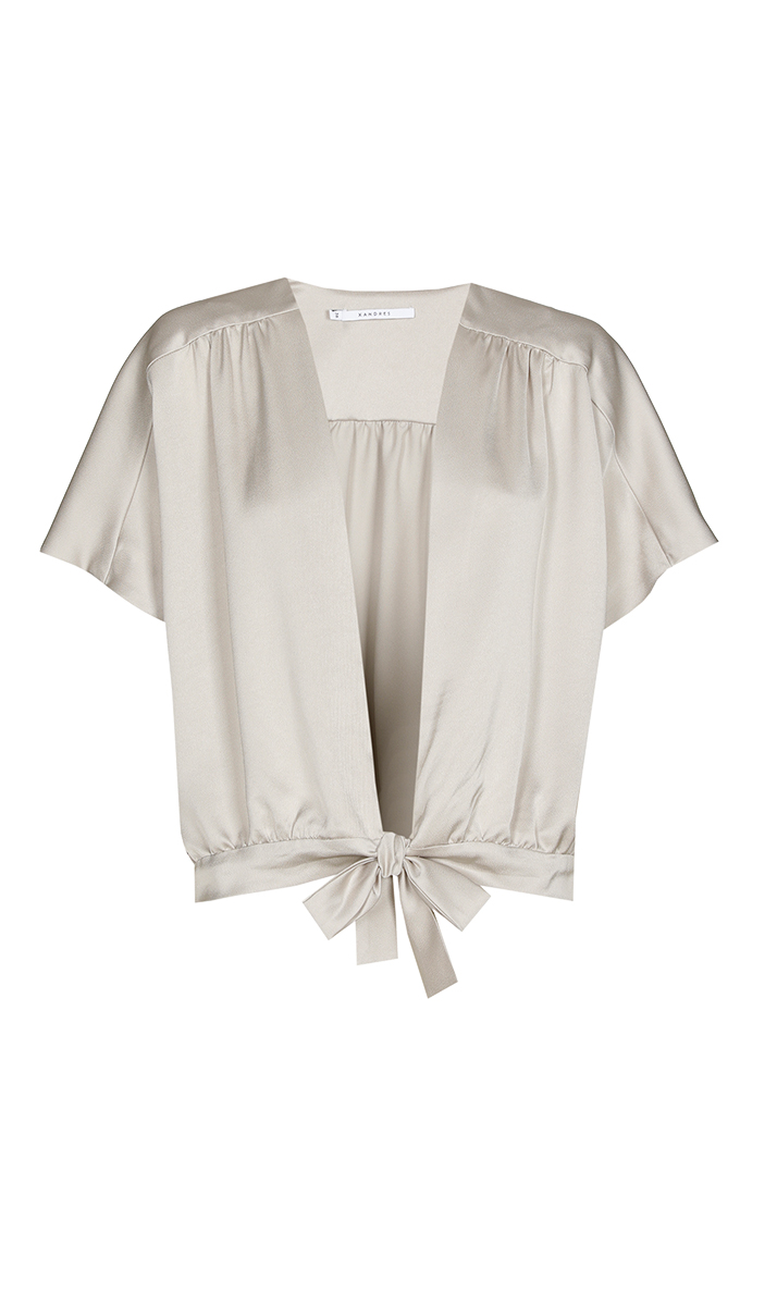 Dames blouse korte mouw grijs