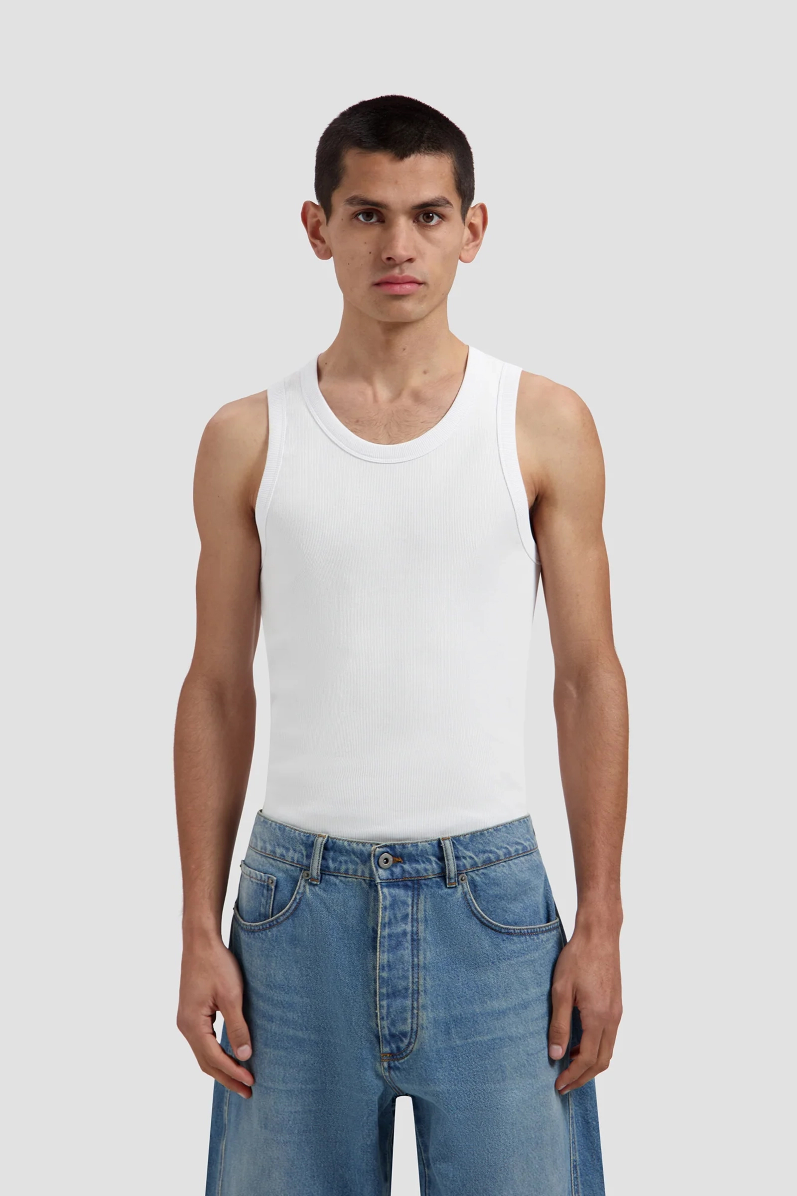 Heren t-shirt mouwloos wit